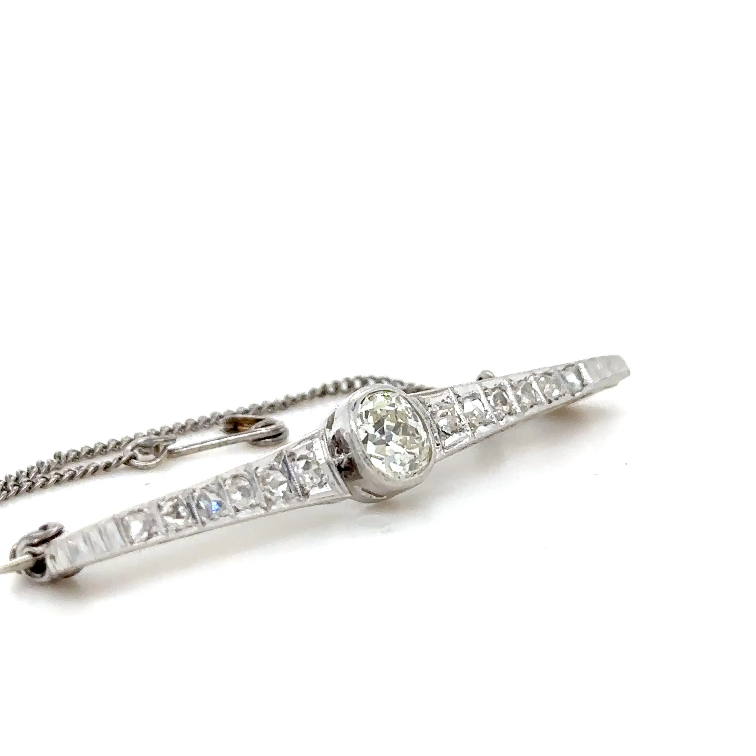 Bespoke Old Cut Diamond Bar Brooch 0.95ct - Image 5