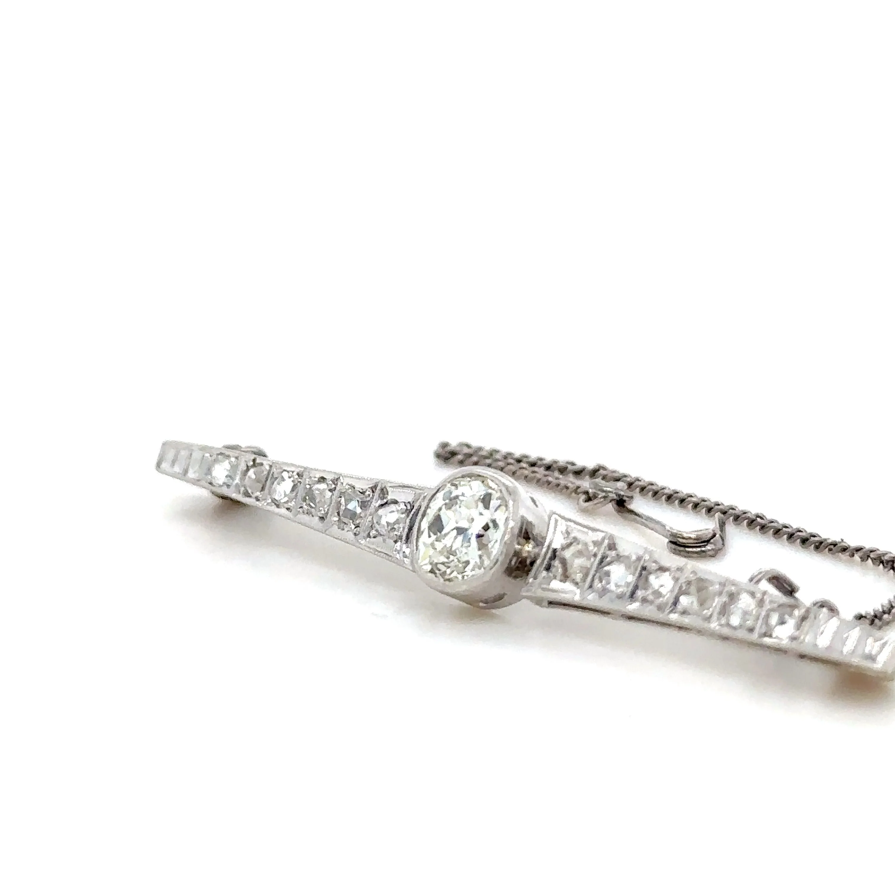 Bespoke Old Cut Diamond Bar Brooch 0.95ct - Image 6