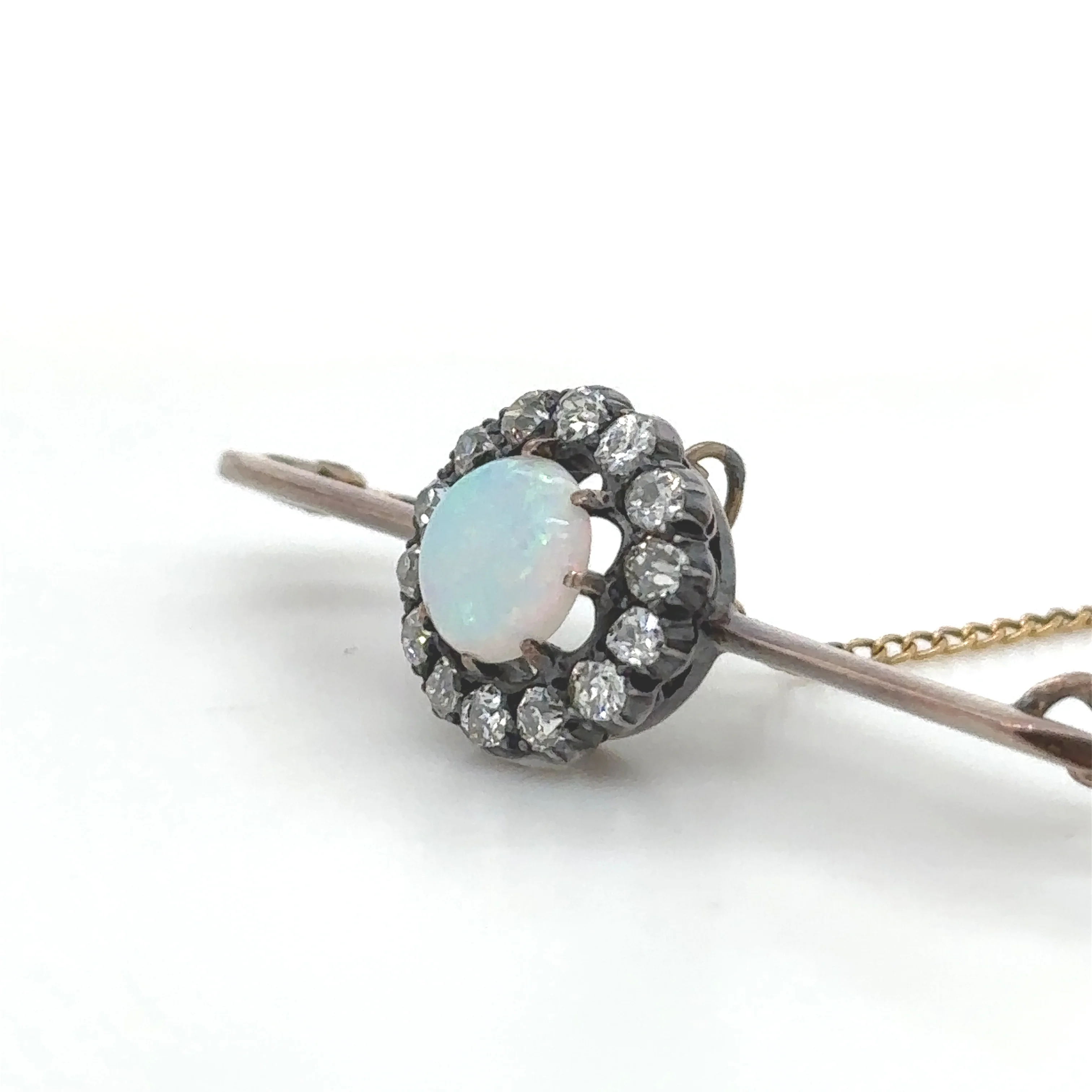 Bespoke Opal And Diamond Round Cluster Bar Brooch 1.84ct - Image 3