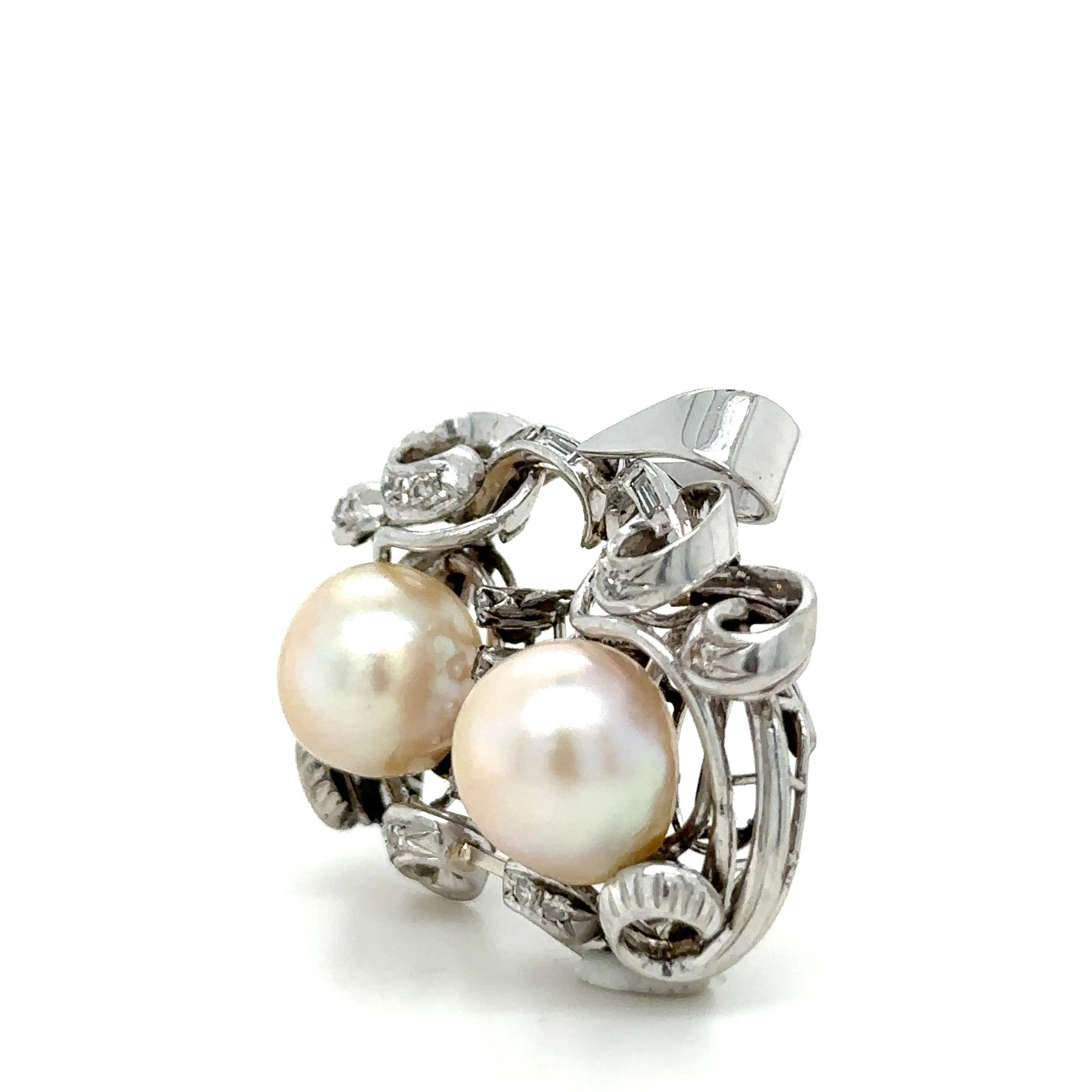Bespoke Pearl & Diamond Brooch 0.45ct - Image 2