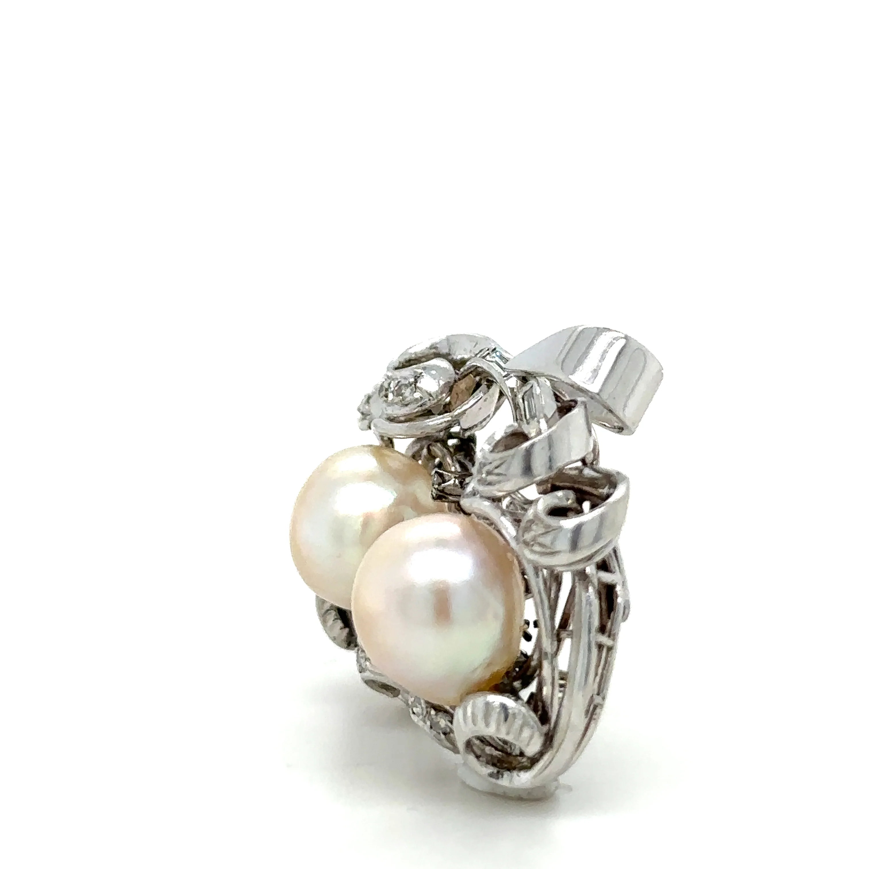 Bespoke Pearl & Diamond Brooch 0.45ct - Image 3