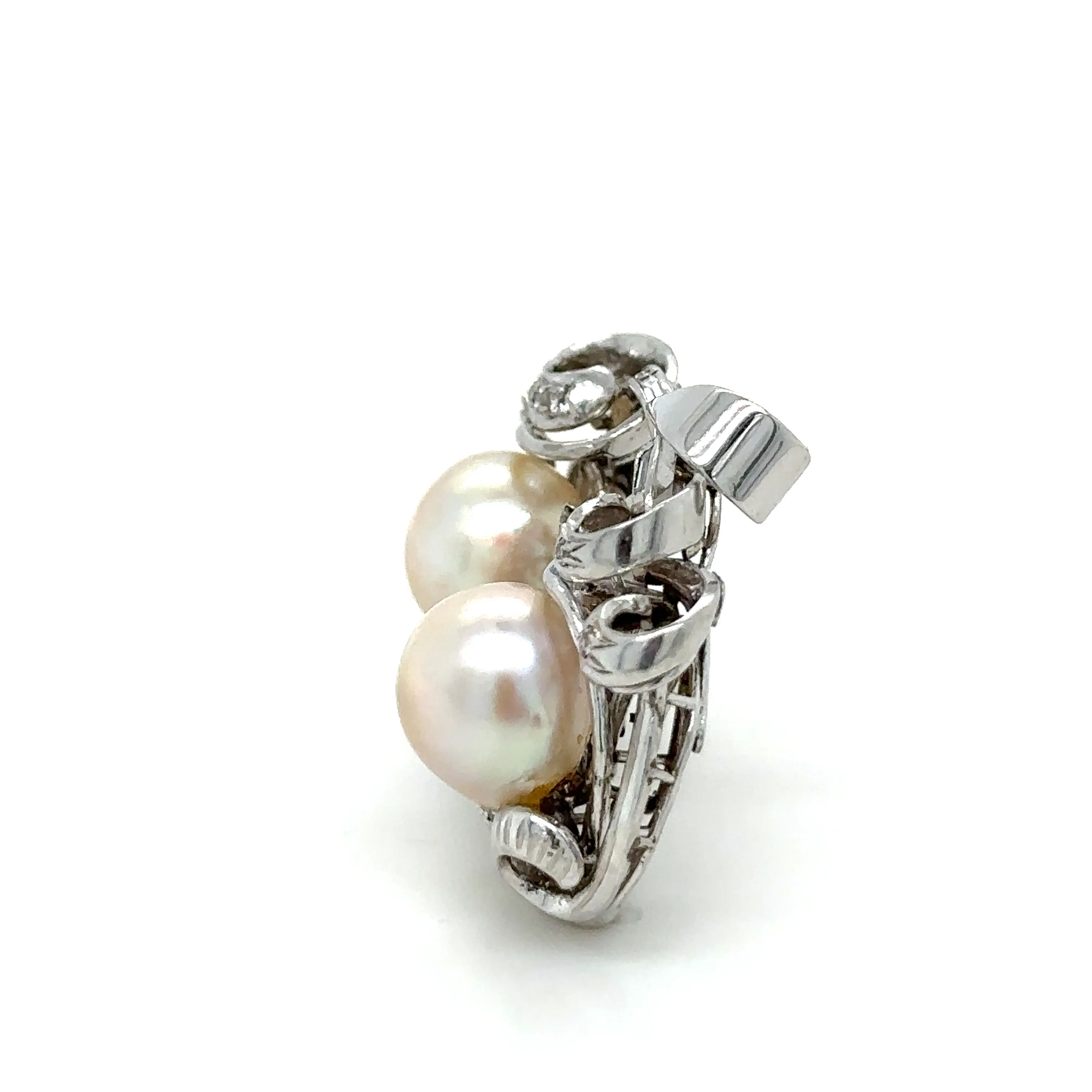 Bespoke Pearl & Diamond Brooch 0.45ct - Image 4
