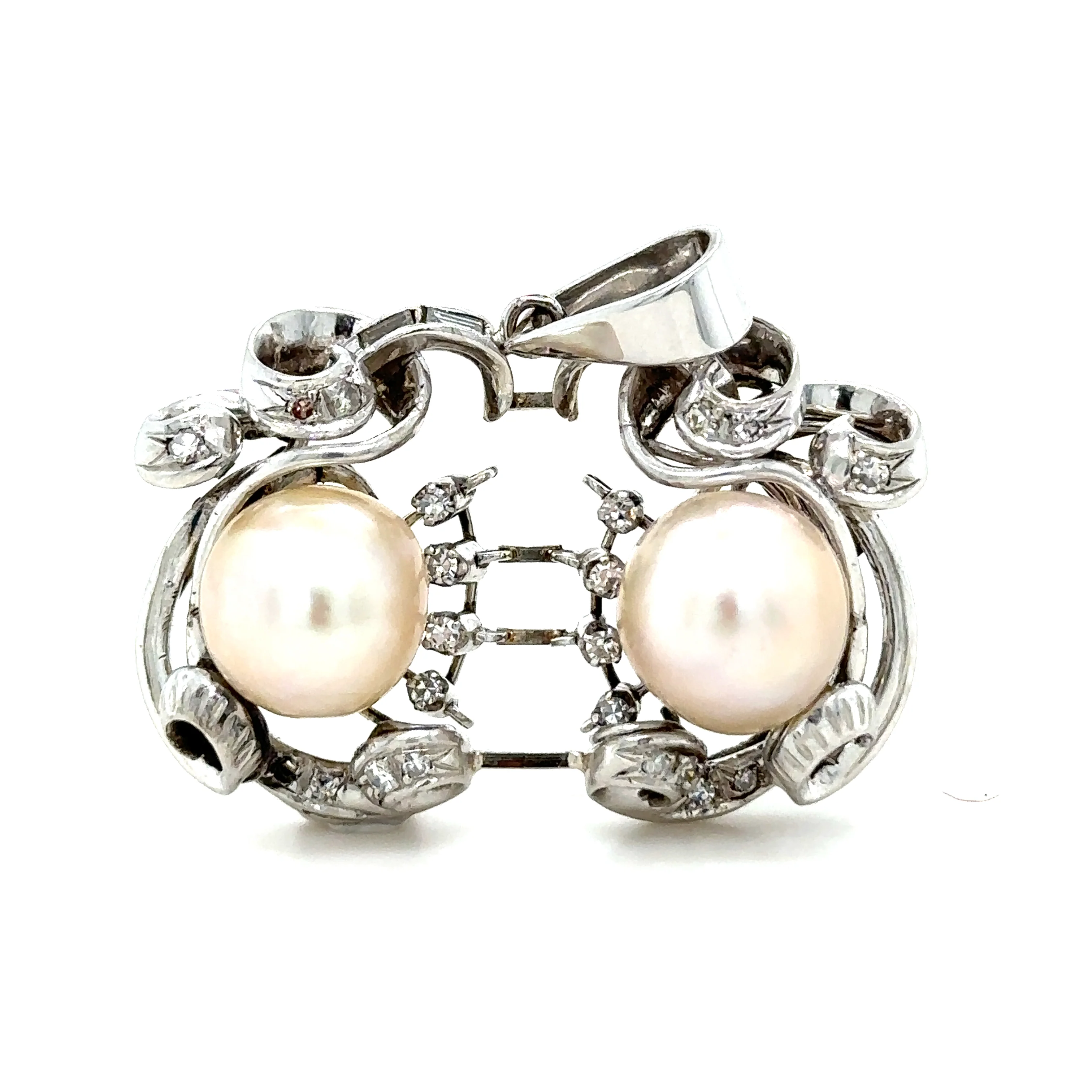 Bespoke Pearl & Diamond Brooch 0.45ct - Image 5