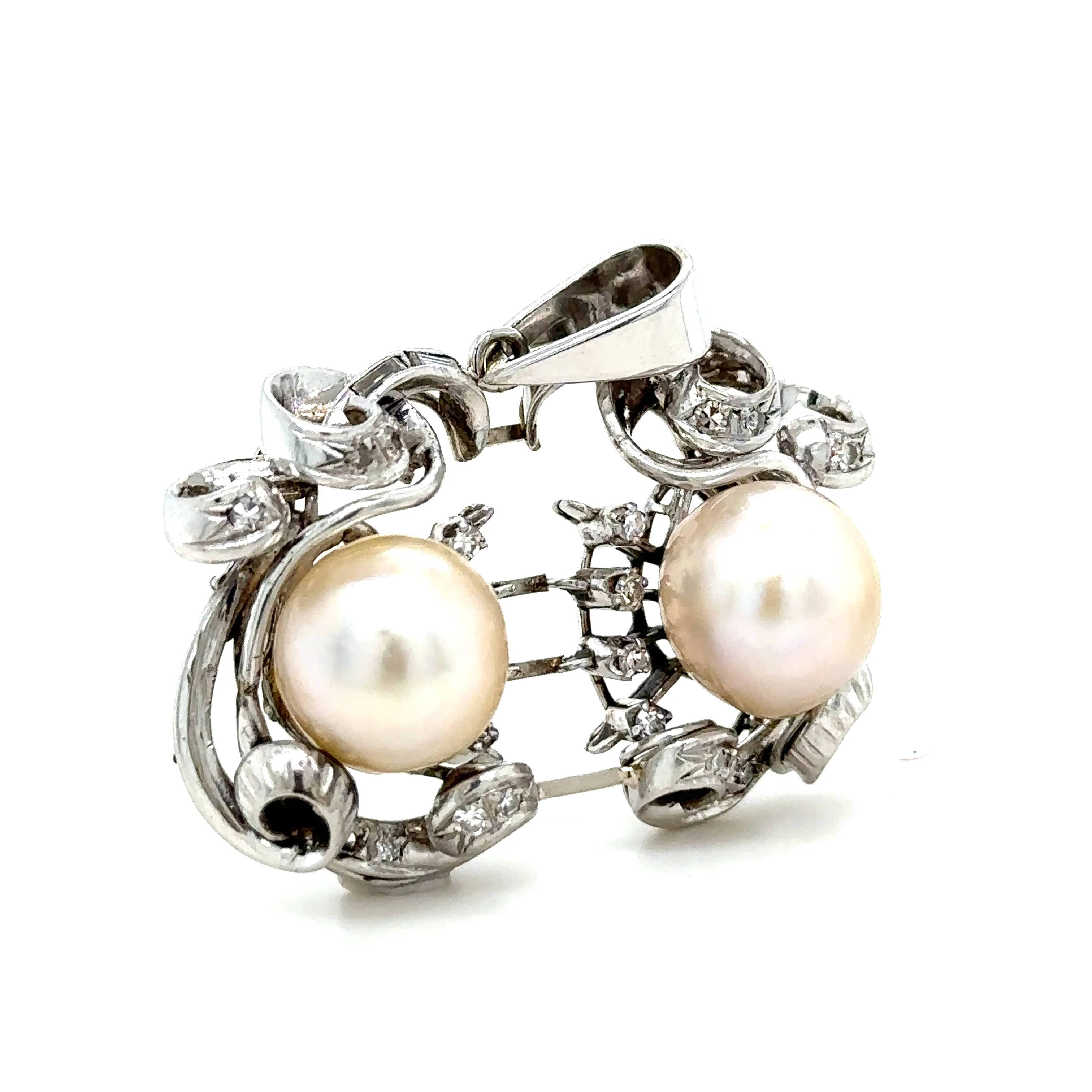 Bespoke Pearl & Diamond Brooch 0.45ct - Image 6