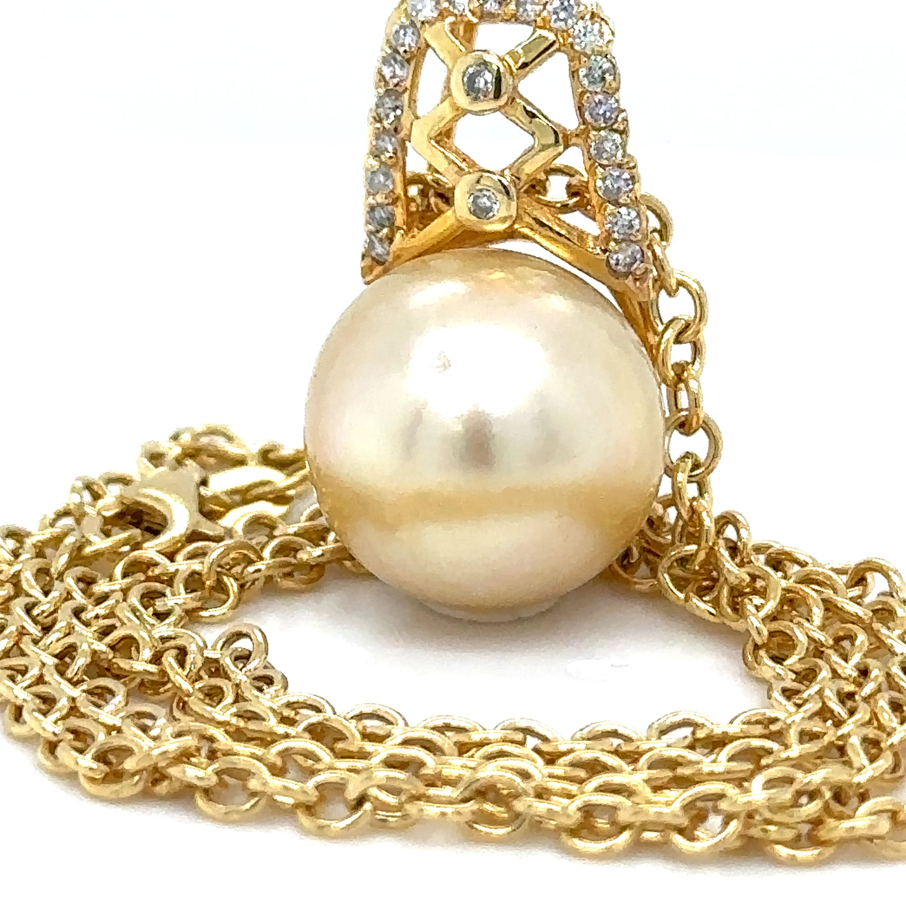 Bespoke Pearl & Diamond Pendant and Chain 0.24ct - Image 2