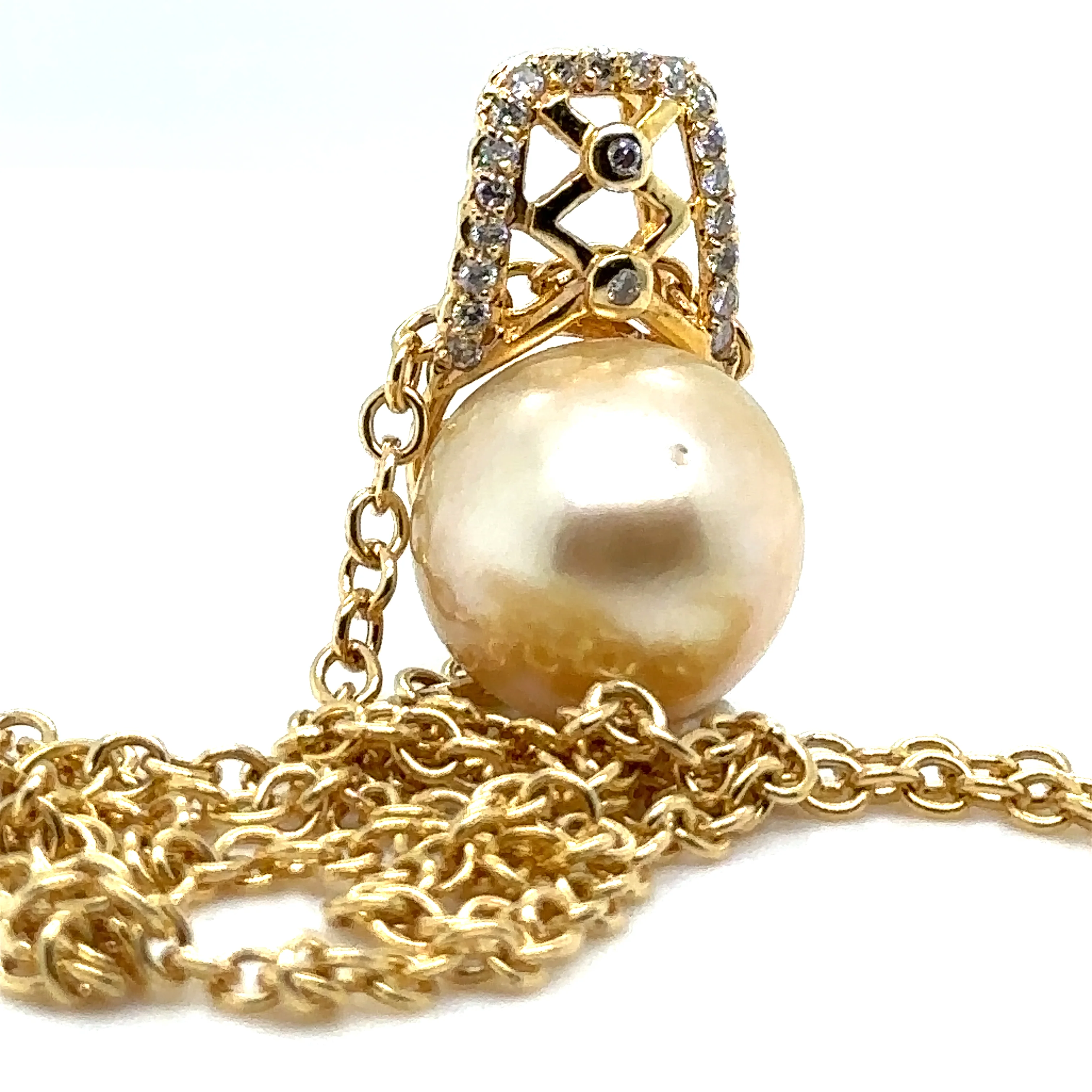 Bespoke Pearl & Diamond Pendant and Chain 0.24ct - Image 3