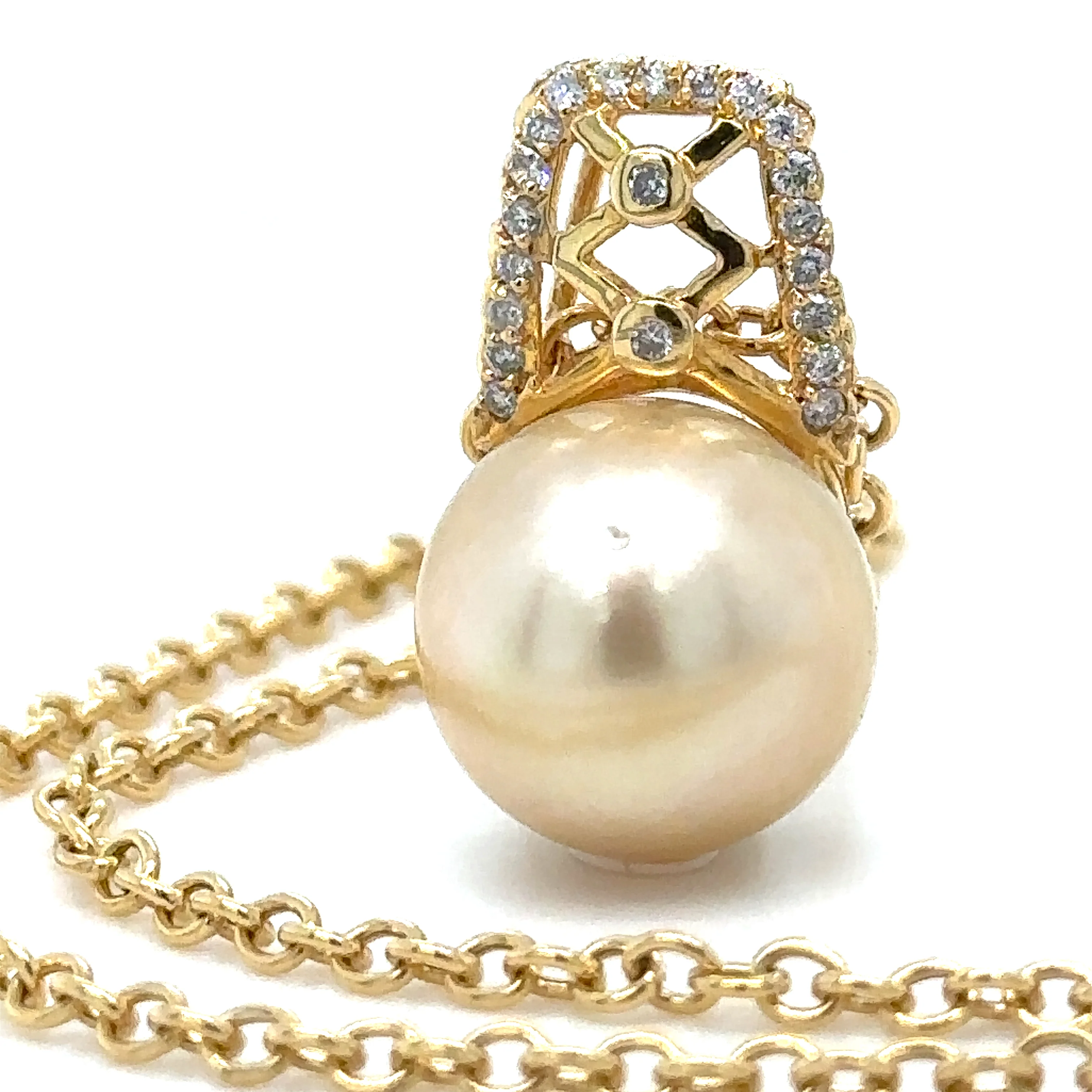 Bespoke Pearl & Diamond Pendant and Chain 0.24ct - Image 6