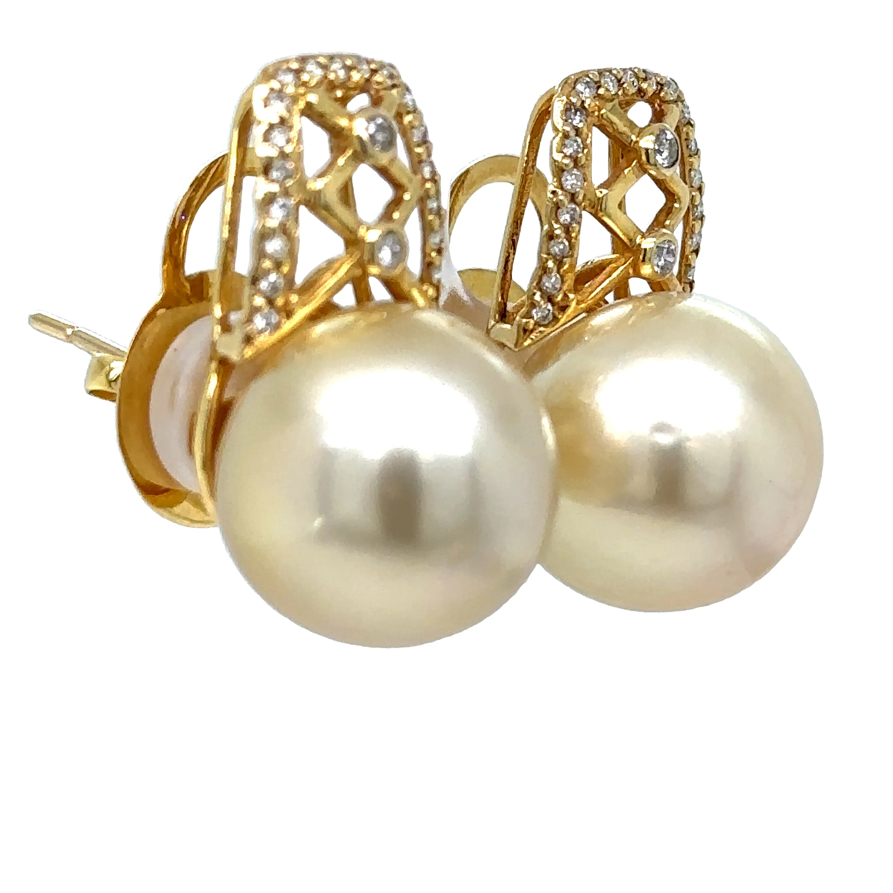 Bespoke Pearl & Diamond Stud Earrings 0.24ct - Image 2