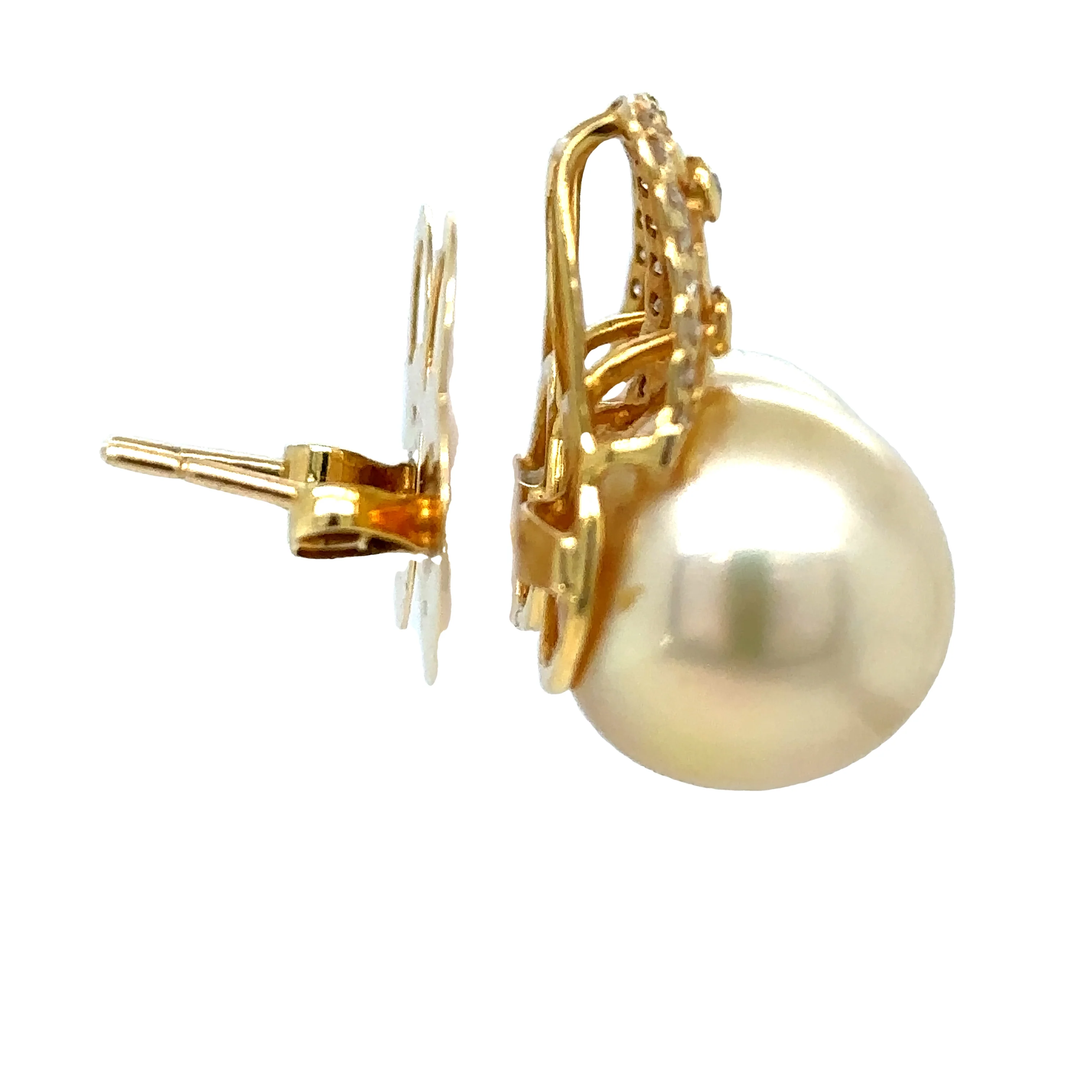 Bespoke Pearl & Diamond Stud Earrings 0.24ct - Image 3