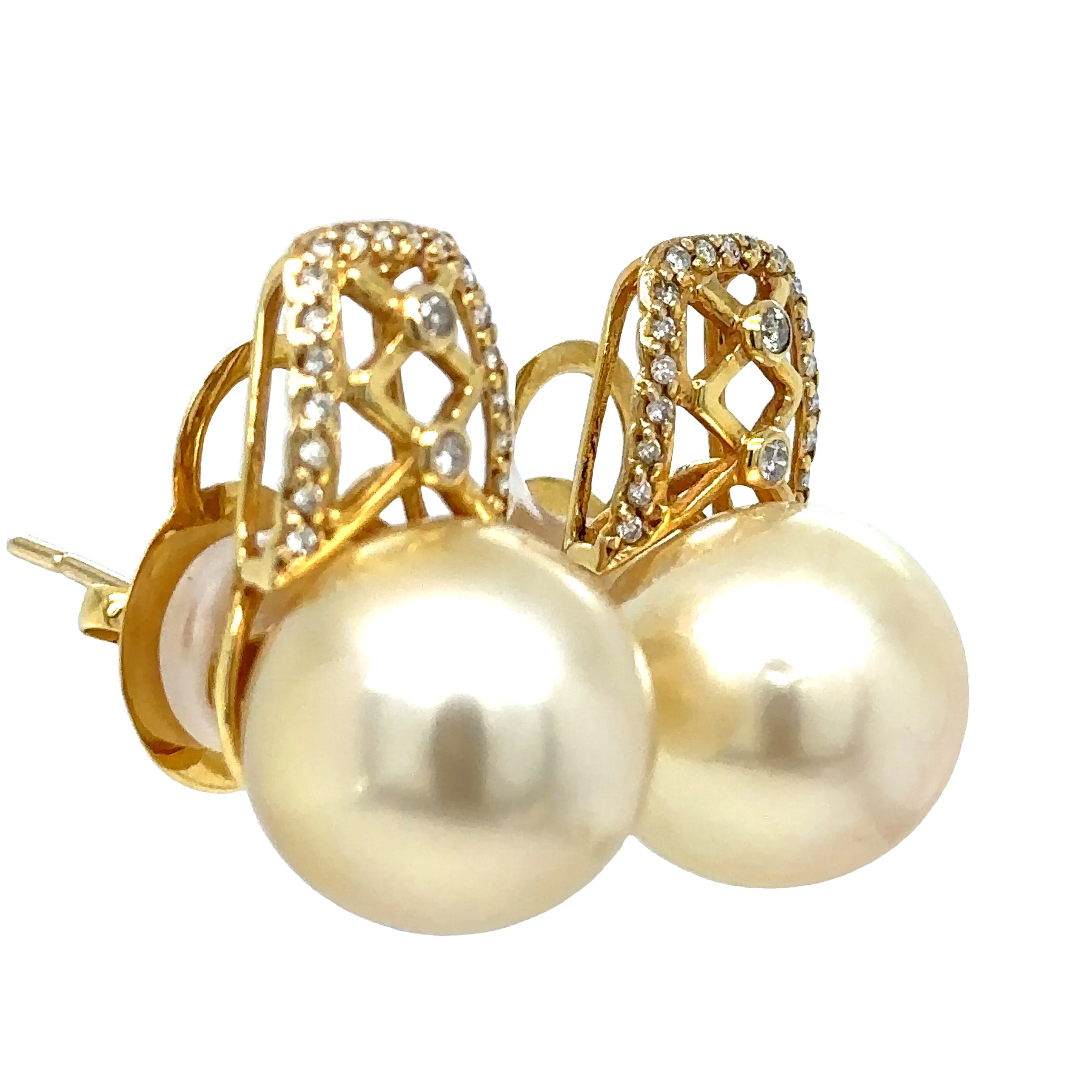 Bespoke Pearl & Diamond Stud Earrings 0.24ct - Image 4