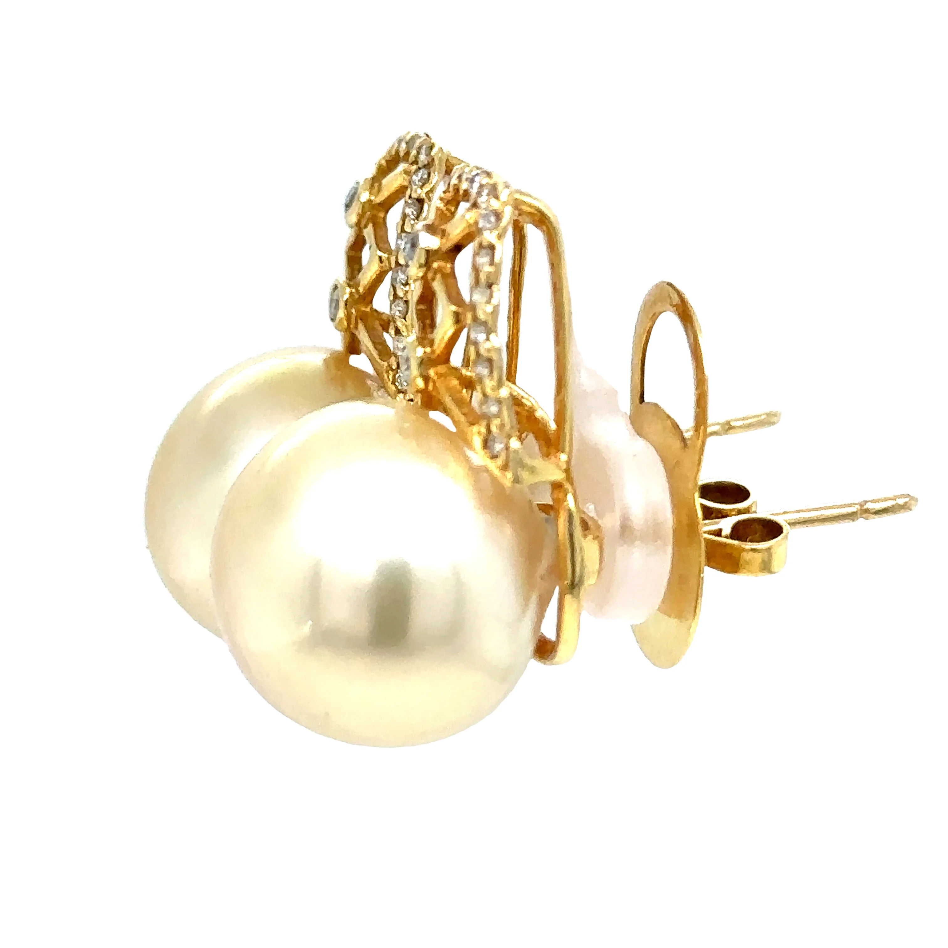 Bespoke Pearl & Diamond Stud Earrings 0.24ct - Image 5