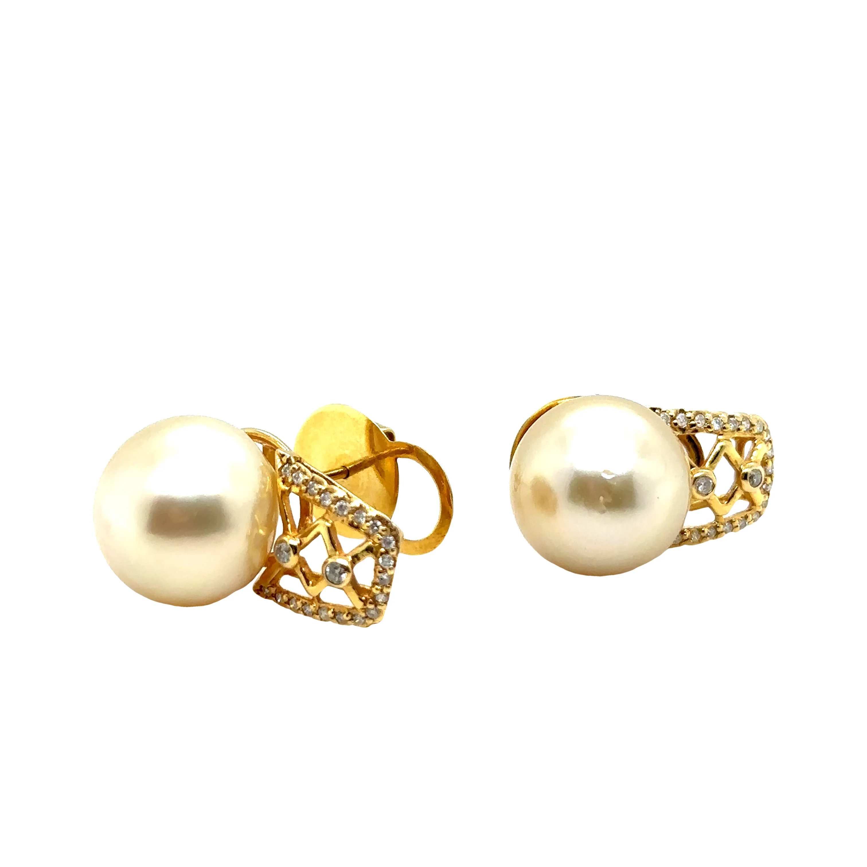 Bespoke Pearl & Diamond Stud Earrings 0.24ct - Image 6