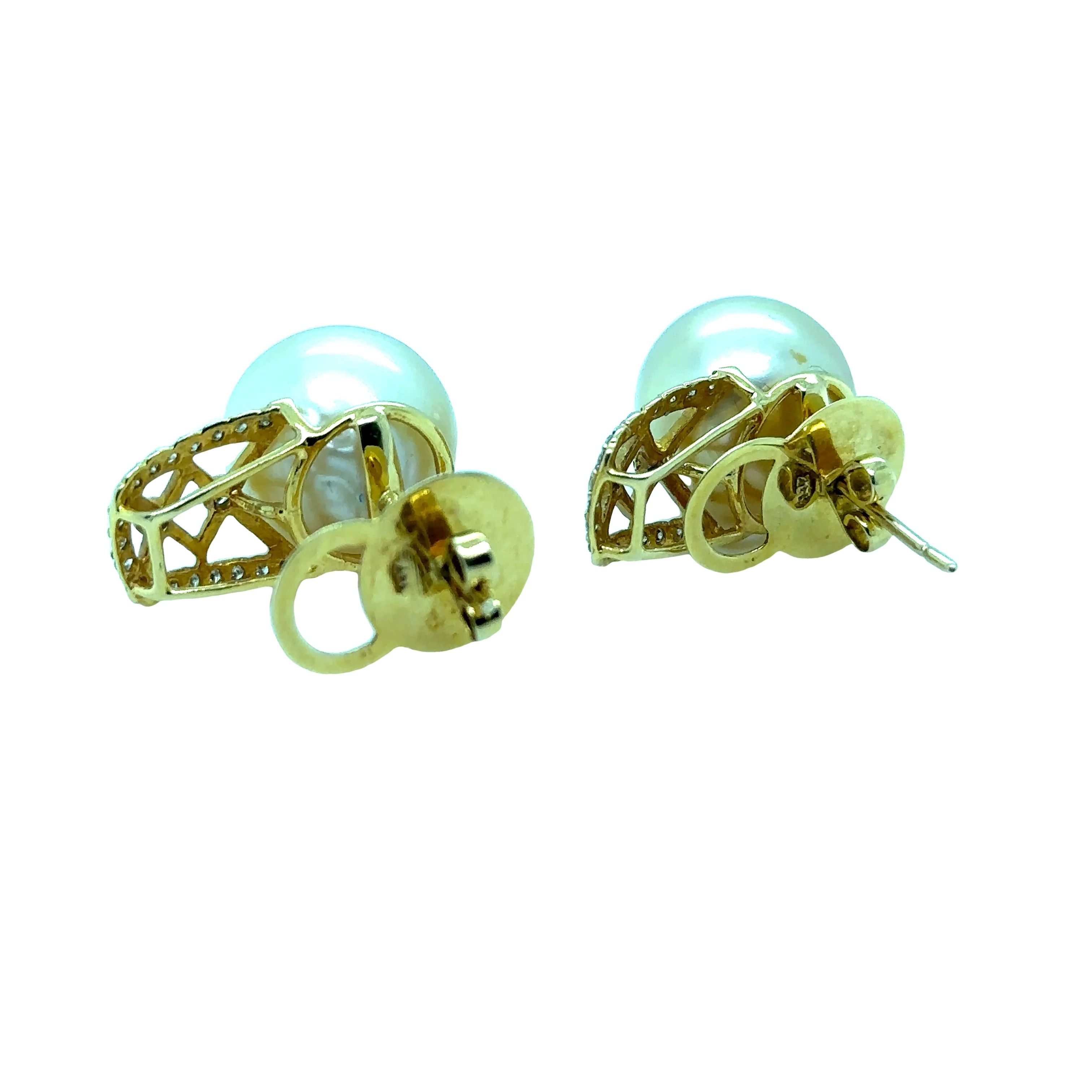 Bespoke Pearl & Diamond Stud Earrings 0.24ct - Image 7