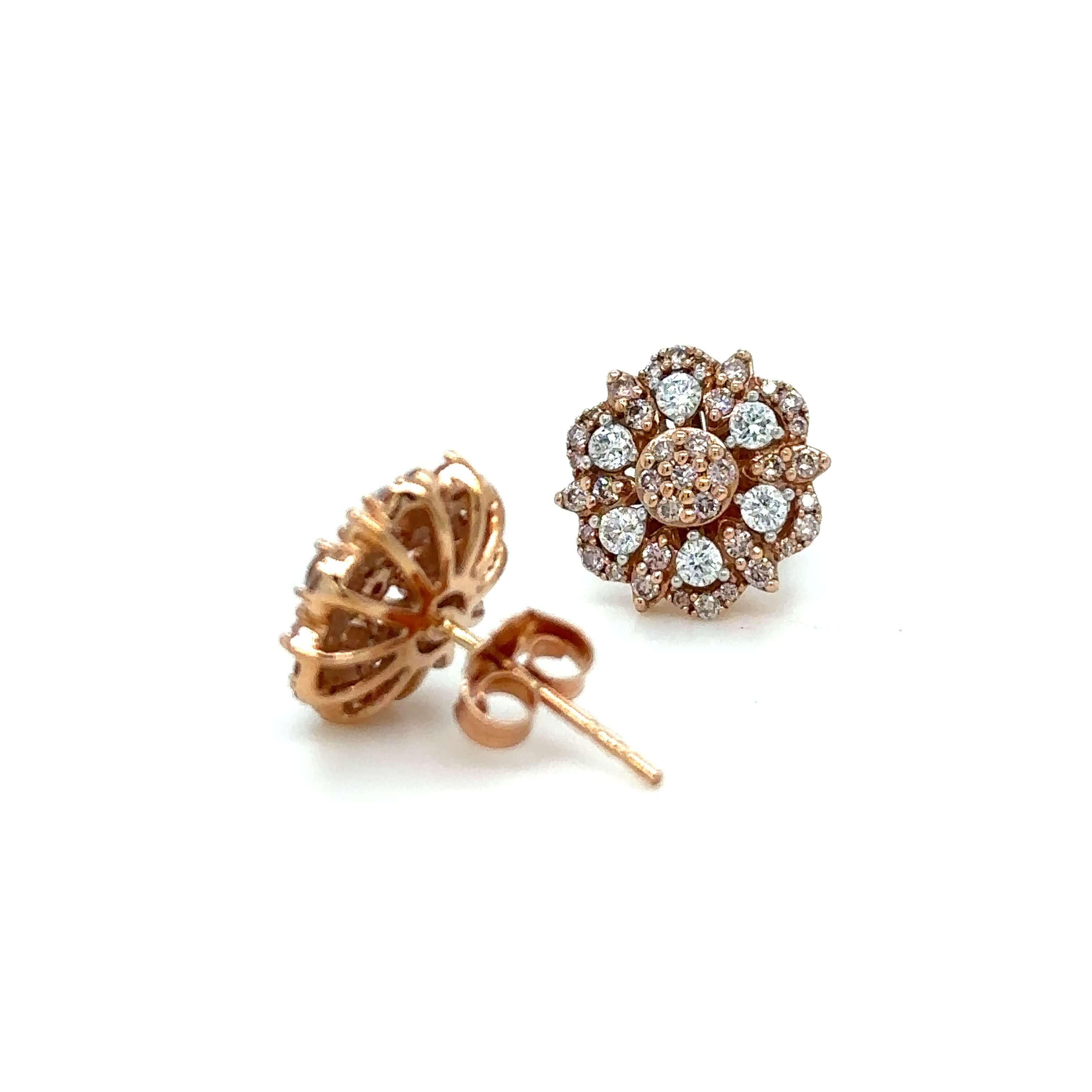 Bespoke Pink & White Diamond Stud Earrings 0.75ct - Image 6