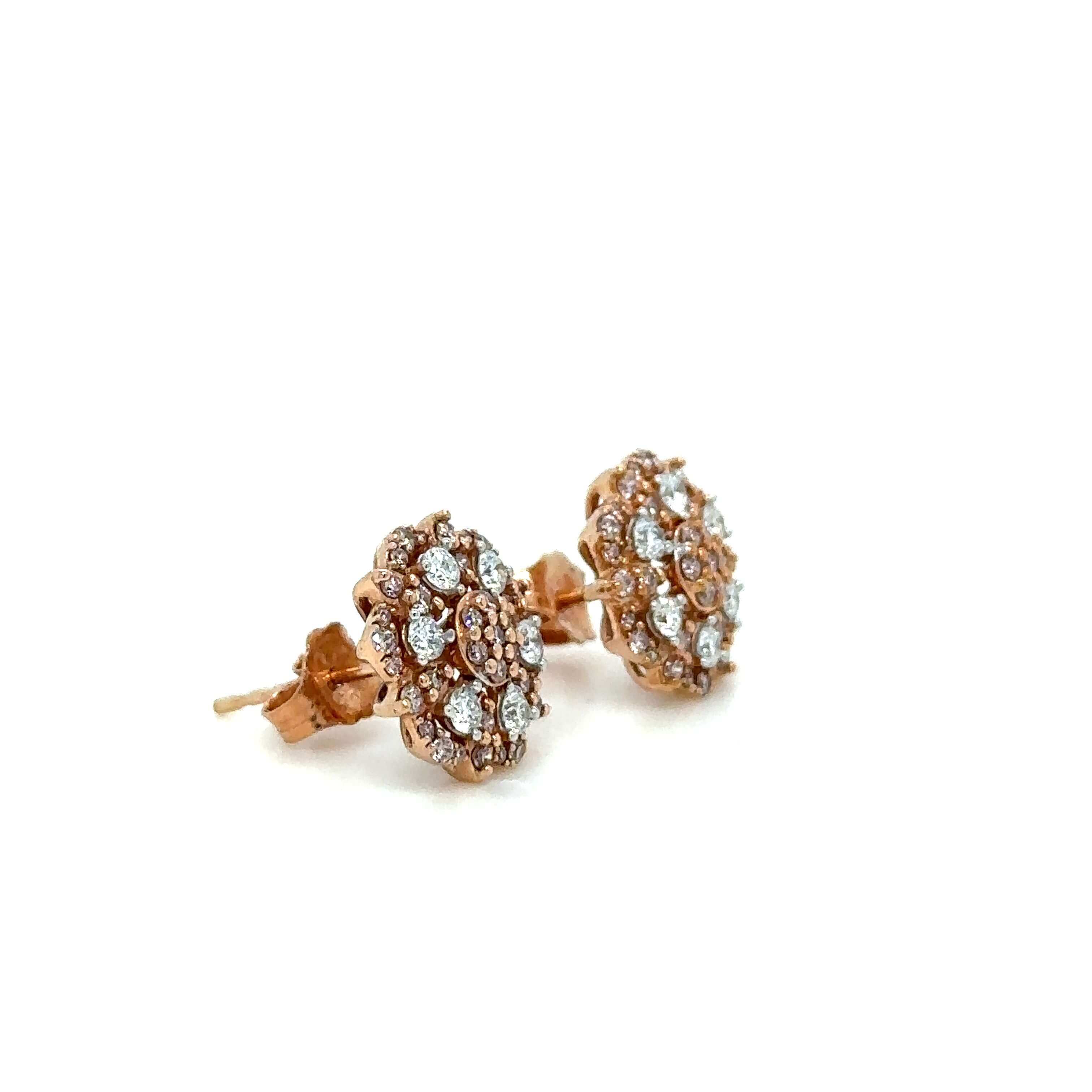 Bespoke Pink & White Diamond Stud Earrings 0.75ct - Image 7