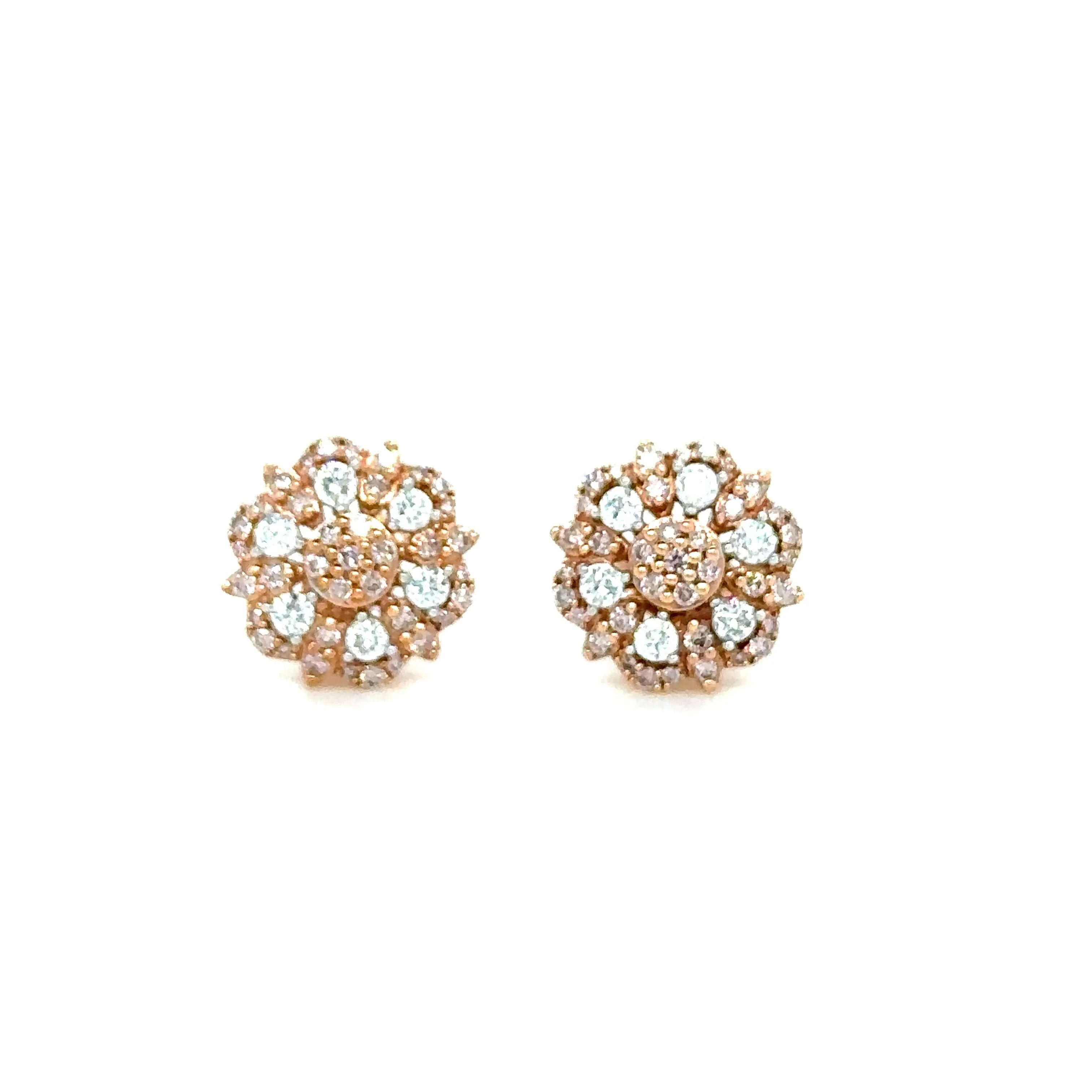 Bespoke Pink & White Diamond Stud Earrings 0.75ct - Image 9