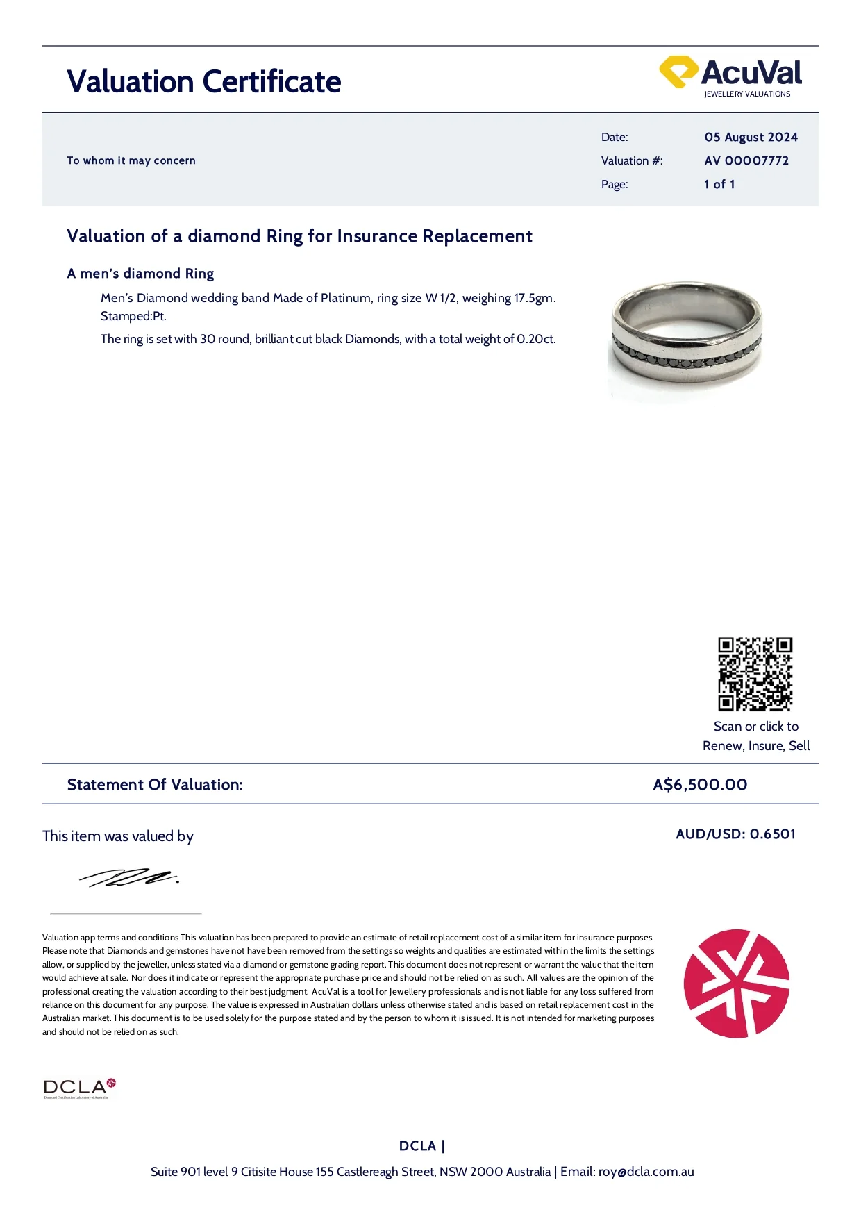 Bespoke Platinum Diamond Wedding Band 0.20ct - Image 8