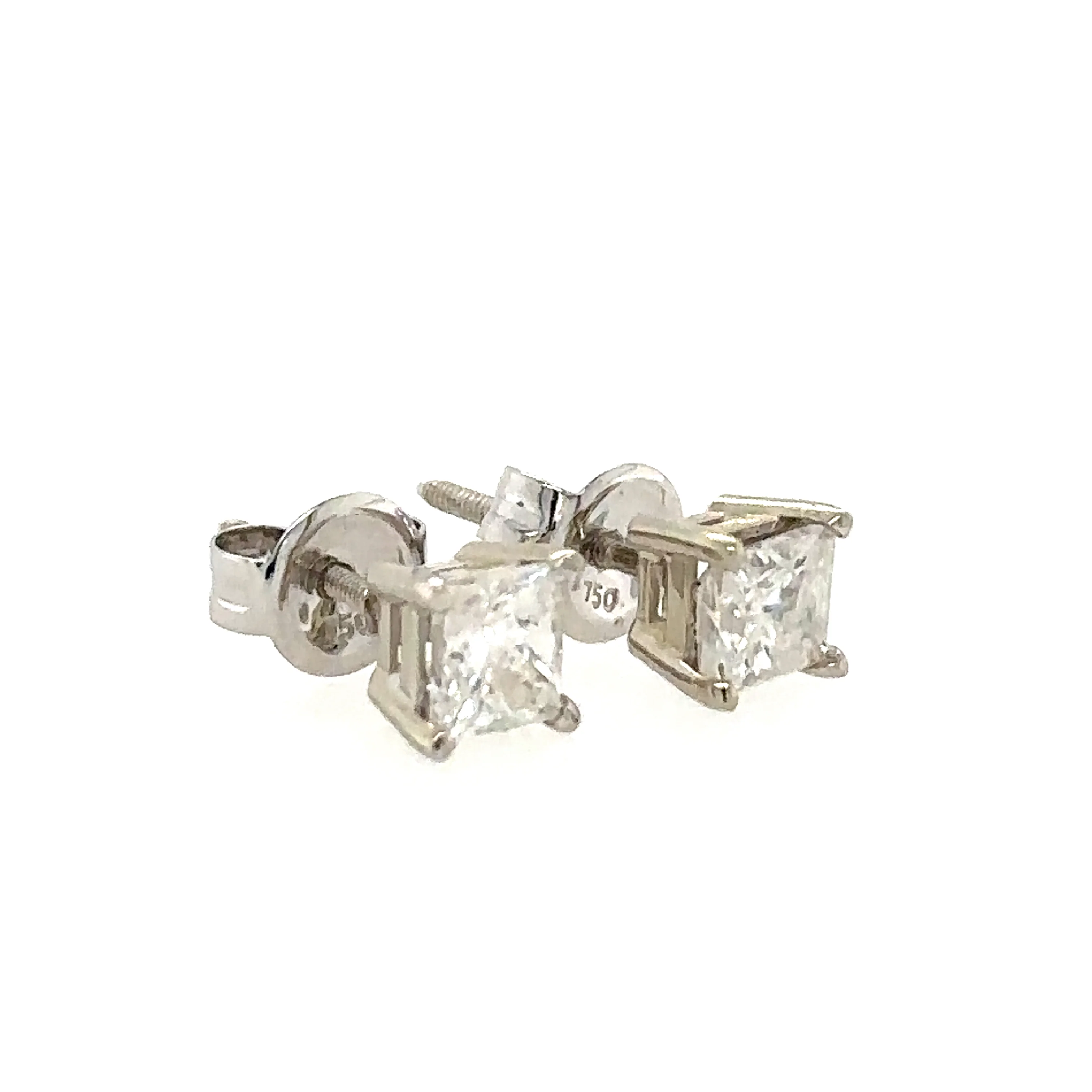 Bespoke Princess Cut Diamond Earrings 0.80ct - Image 3