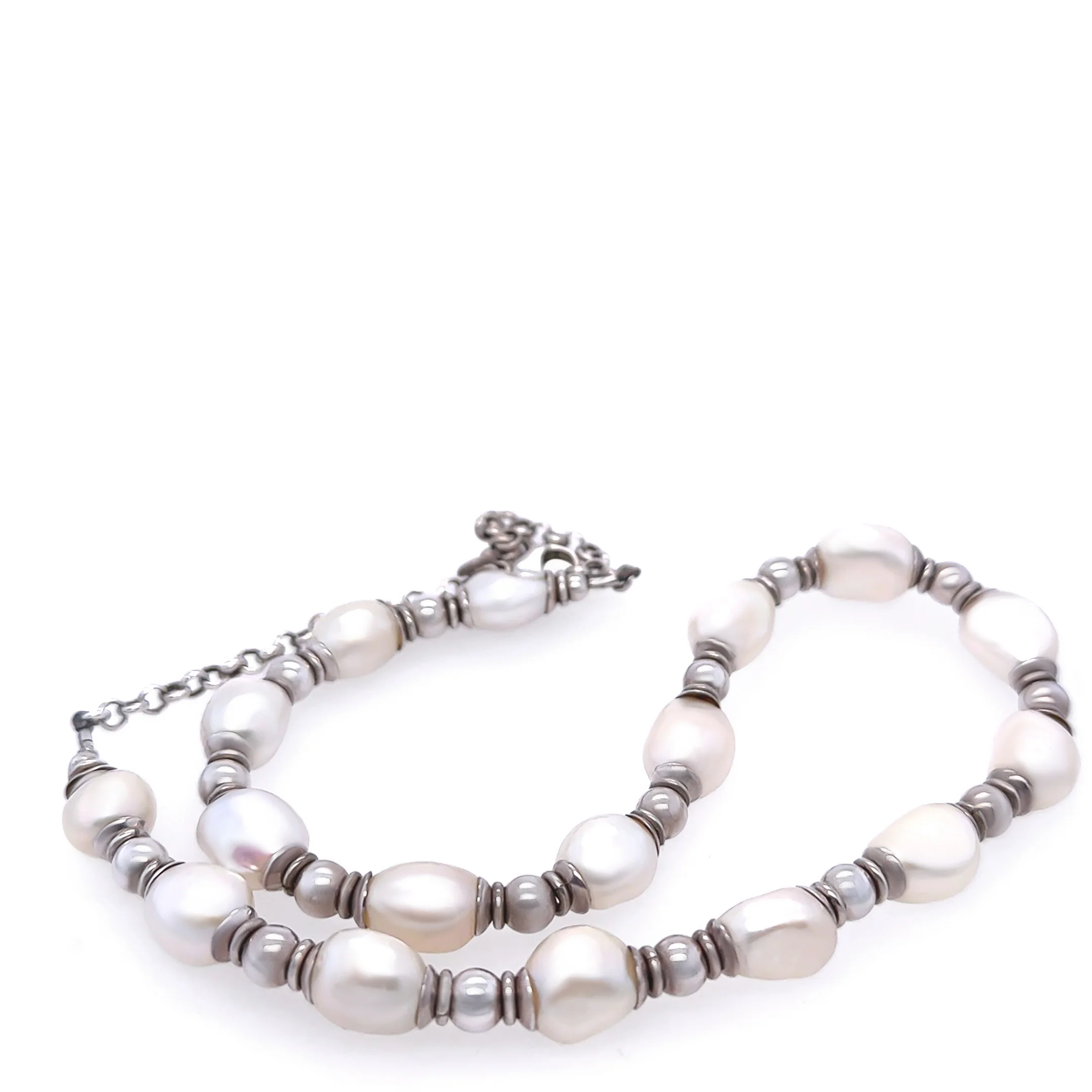 Bespoke Sterling Silver Freshwater Pearl Necklace 47.9g - Image 2