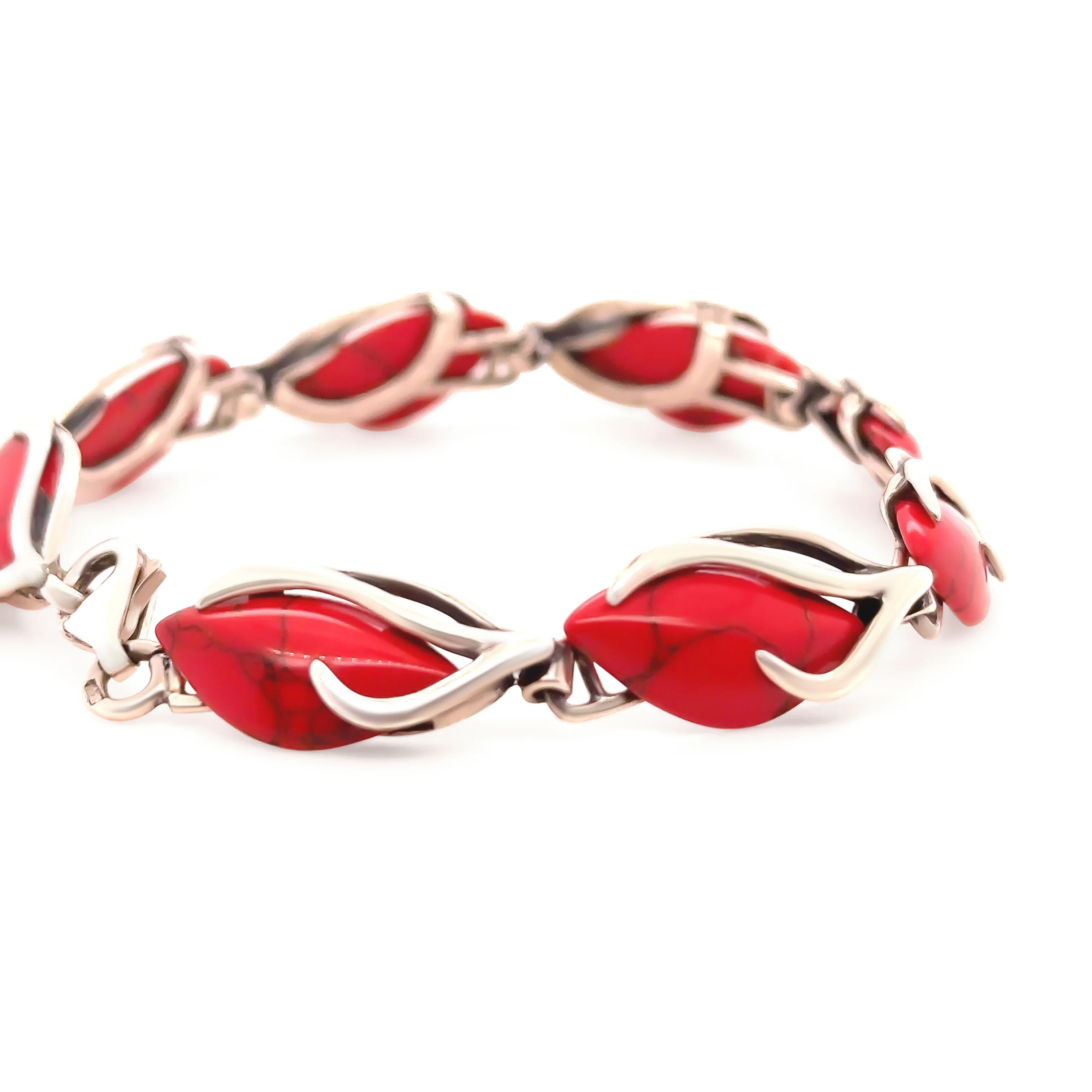 Bespoke Sterling Silver Vintage Red Stone Bracelet & Pendant - Image 2