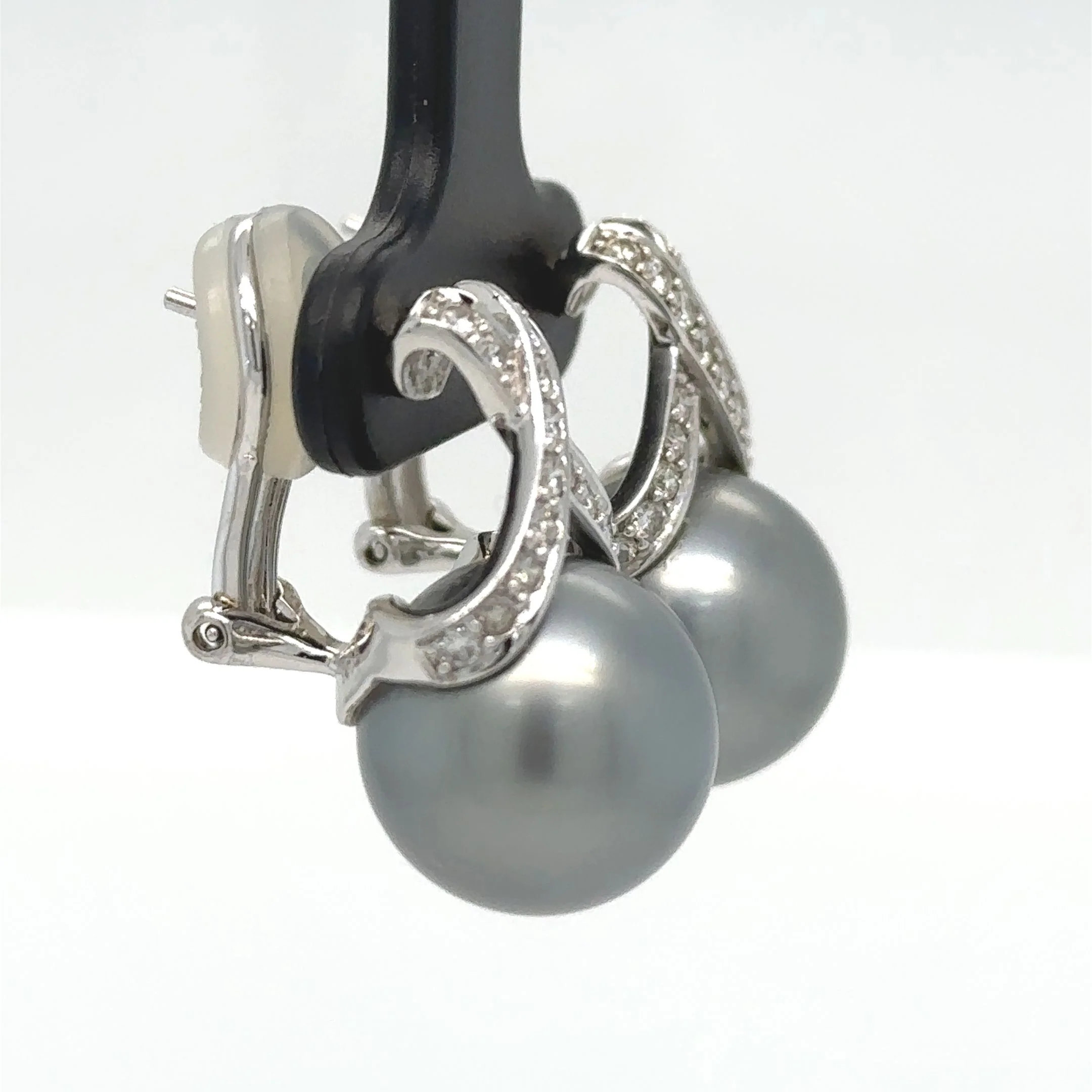 Bespoke Tahitian Pearl & Diamond Earrings 0.53ct - Image 4