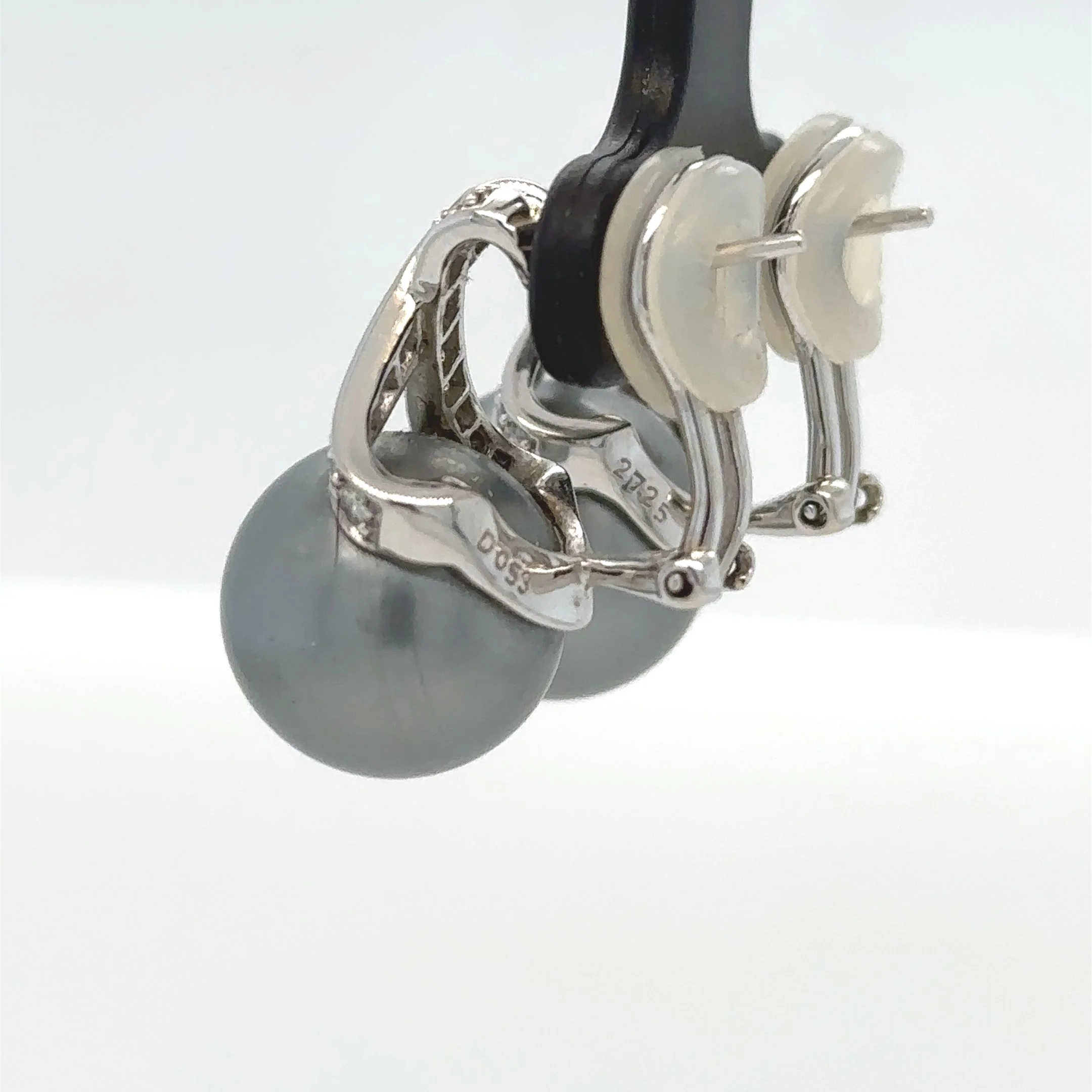Bespoke Tahitian Pearl & Diamond Earrings 0.53ct - Image 5