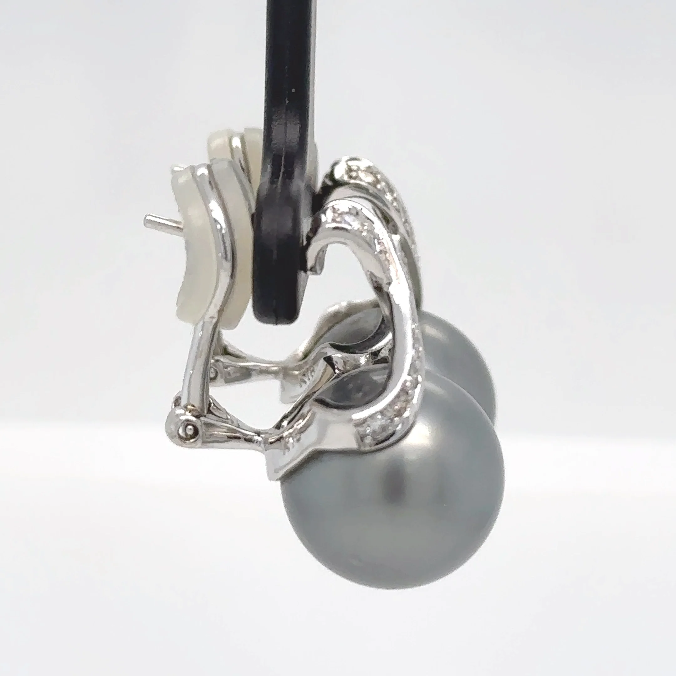 Bespoke Tahitian Pearl & Diamond Earrings 0.53ct - Image 7