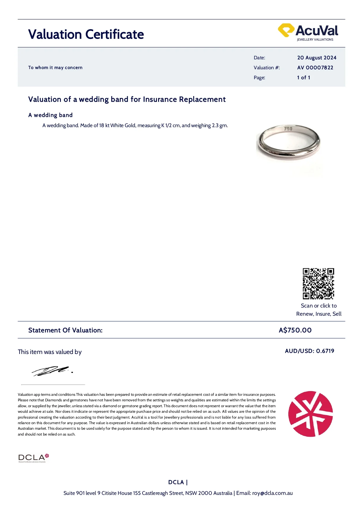 Bespoke 18ct White Gold Wedding Band 2.3g - Image 6