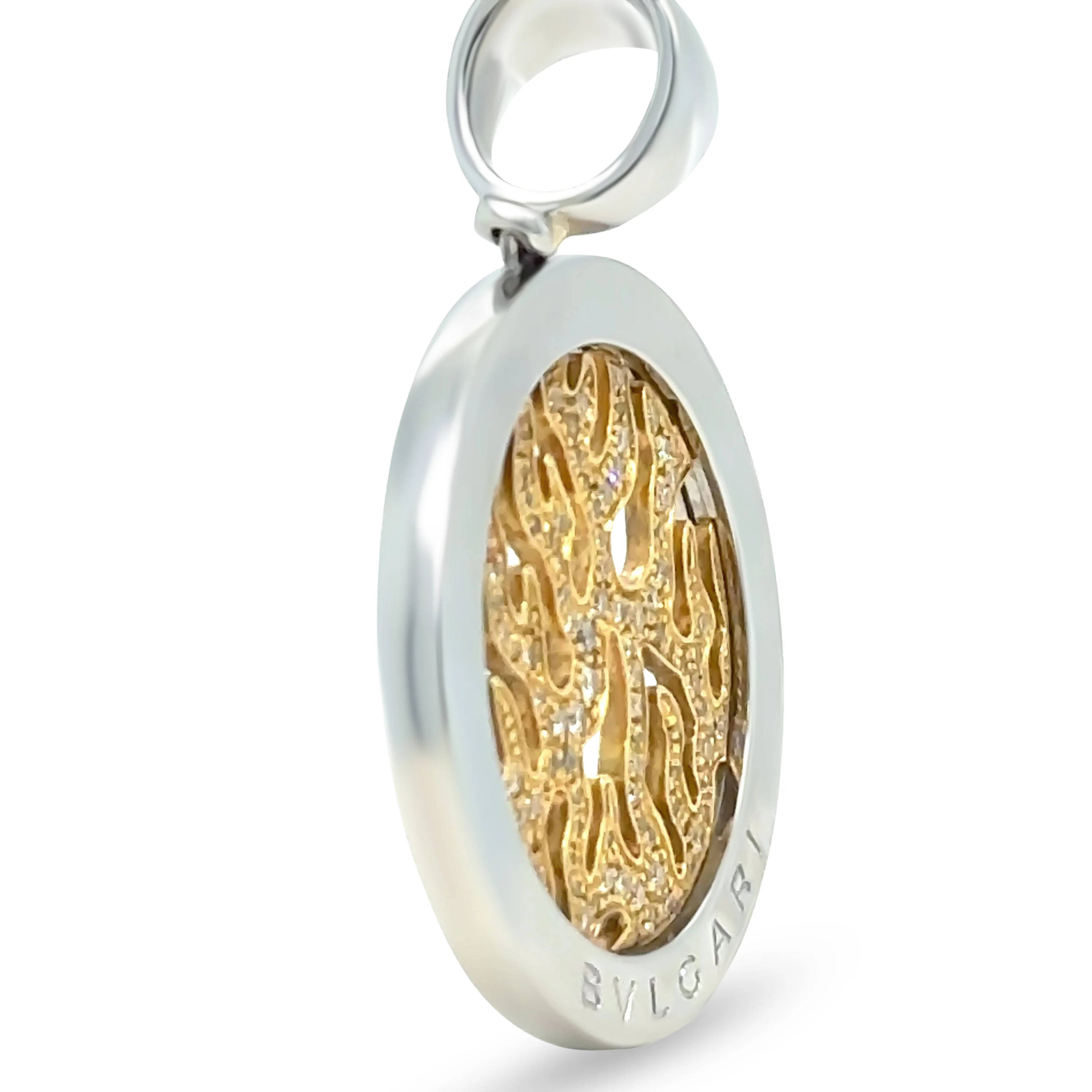 Bvlgari 18ct Yellow Gold and Steel Diamond Tondo Pendant 13.1g 0.65ct - Image 4