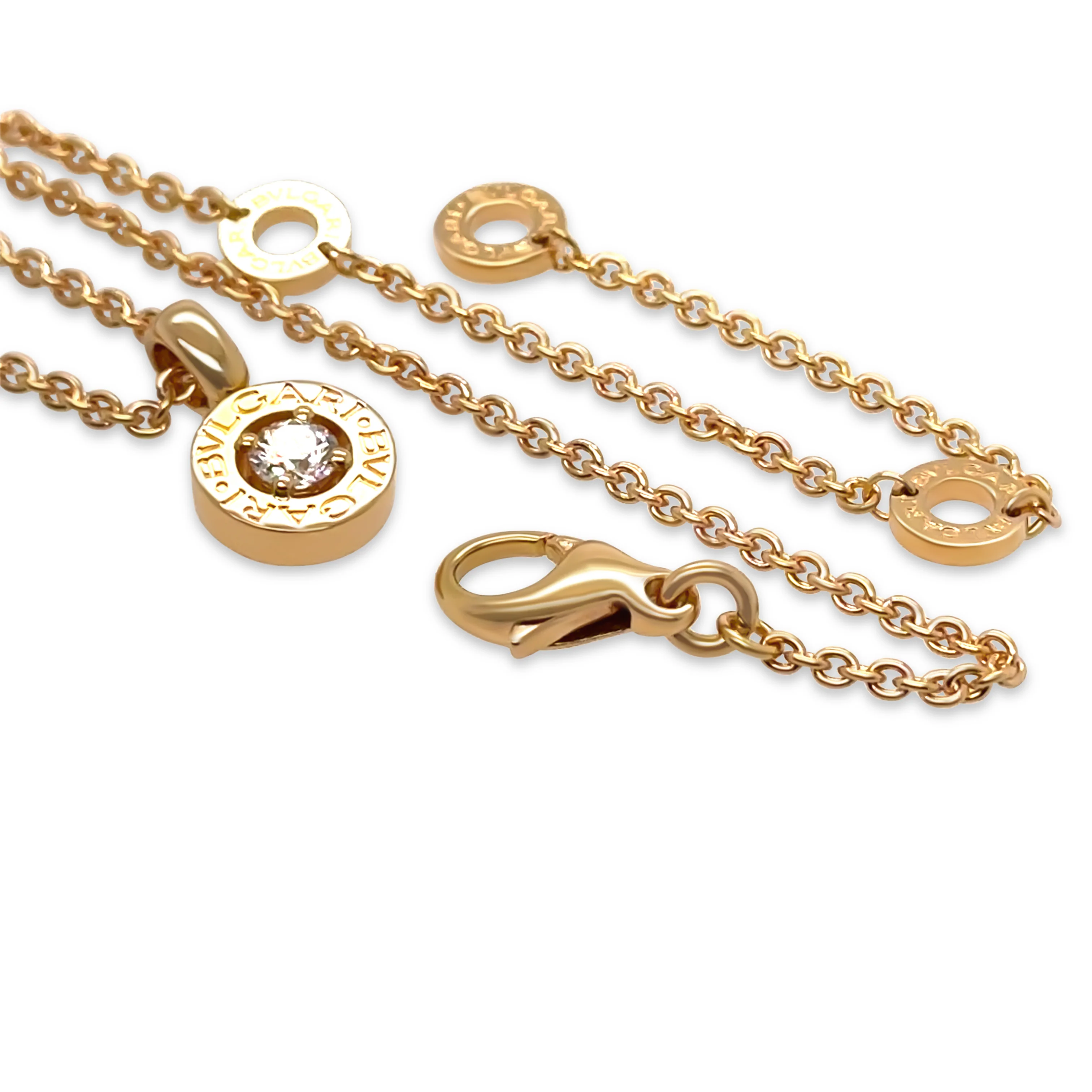 Bvlgari Bvlgari 18ct Rose Gold Diamond Pendant Necklace 0.25ct 9.7g - Image 3