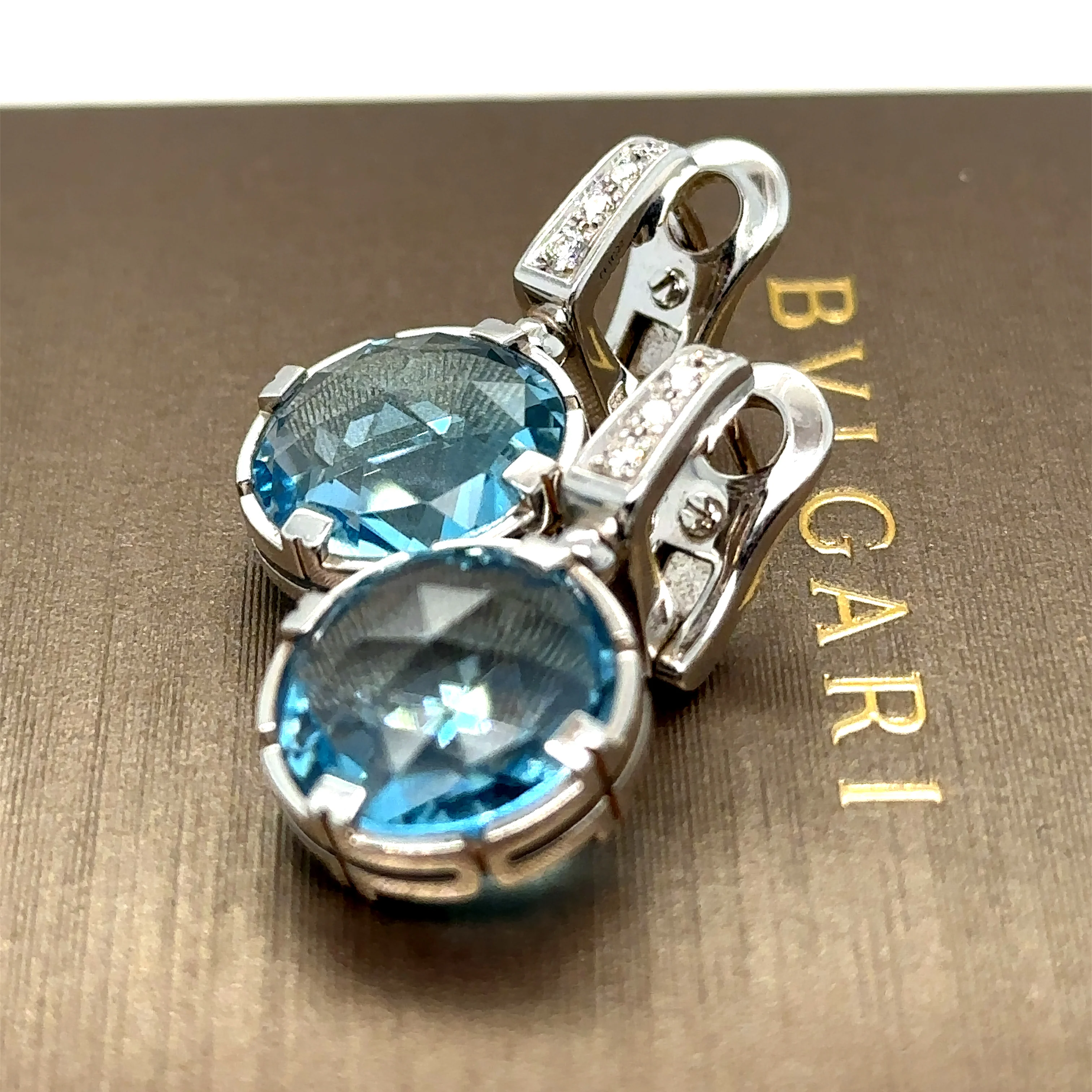 Bvlgari Parentesi Cocktail White Gold Blue Topaz and Diamond Earrings - Image 4