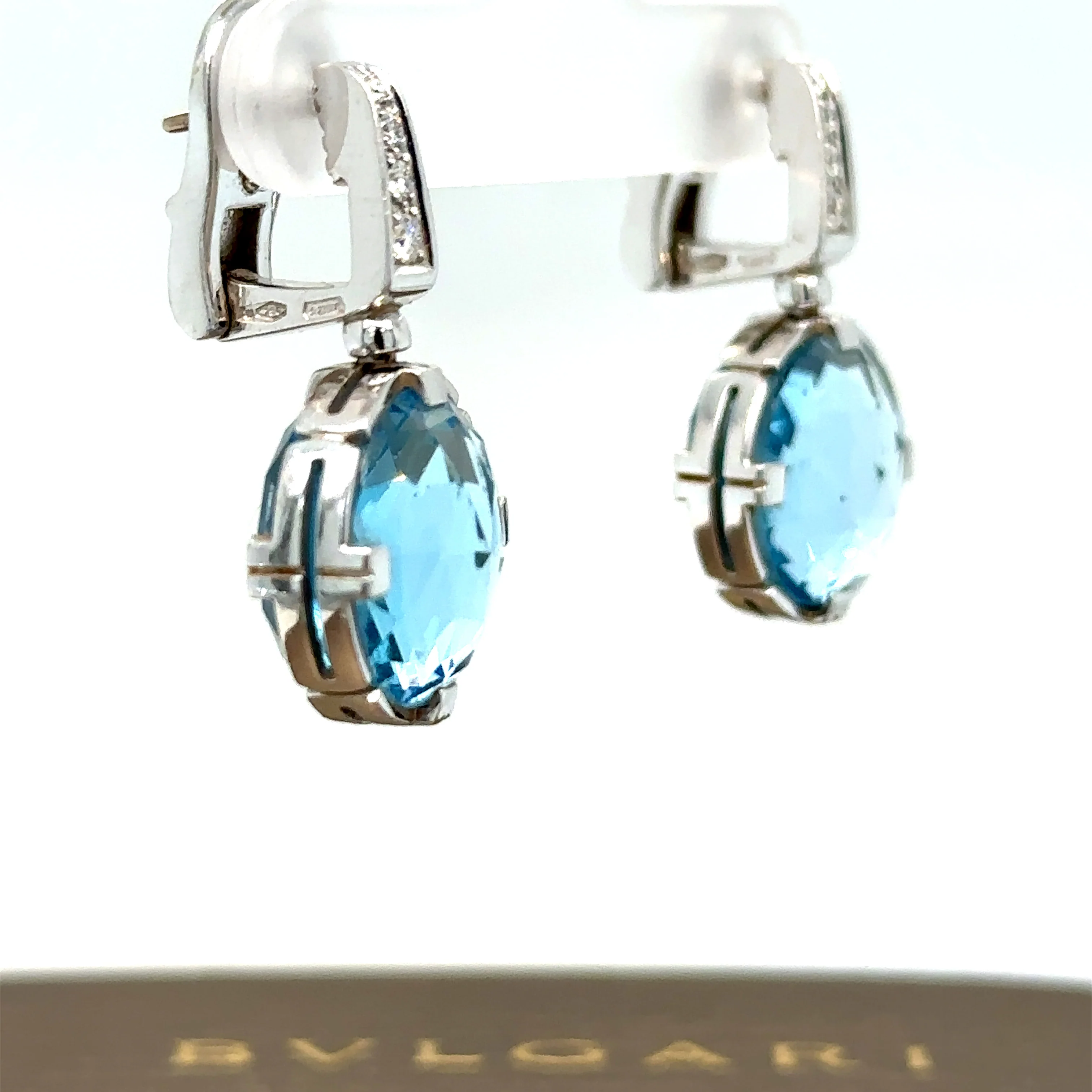 Bvlgari Parentesi Cocktail White Gold Blue Topaz and Diamond Earrings - Image 5