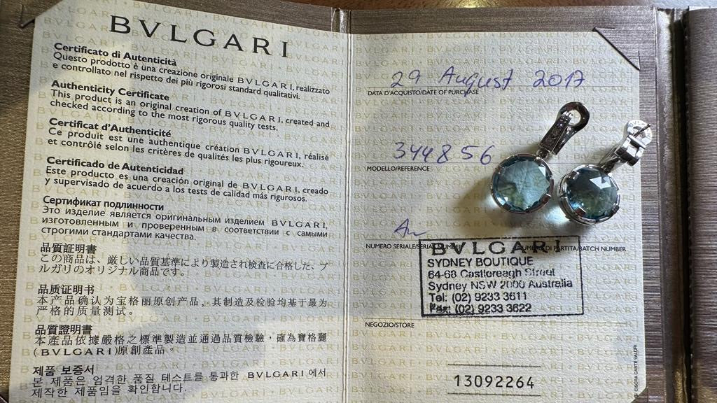 Bvlgari Parentesi Cocktail White Gold Blue Topaz and Diamond Earrings - Image 6