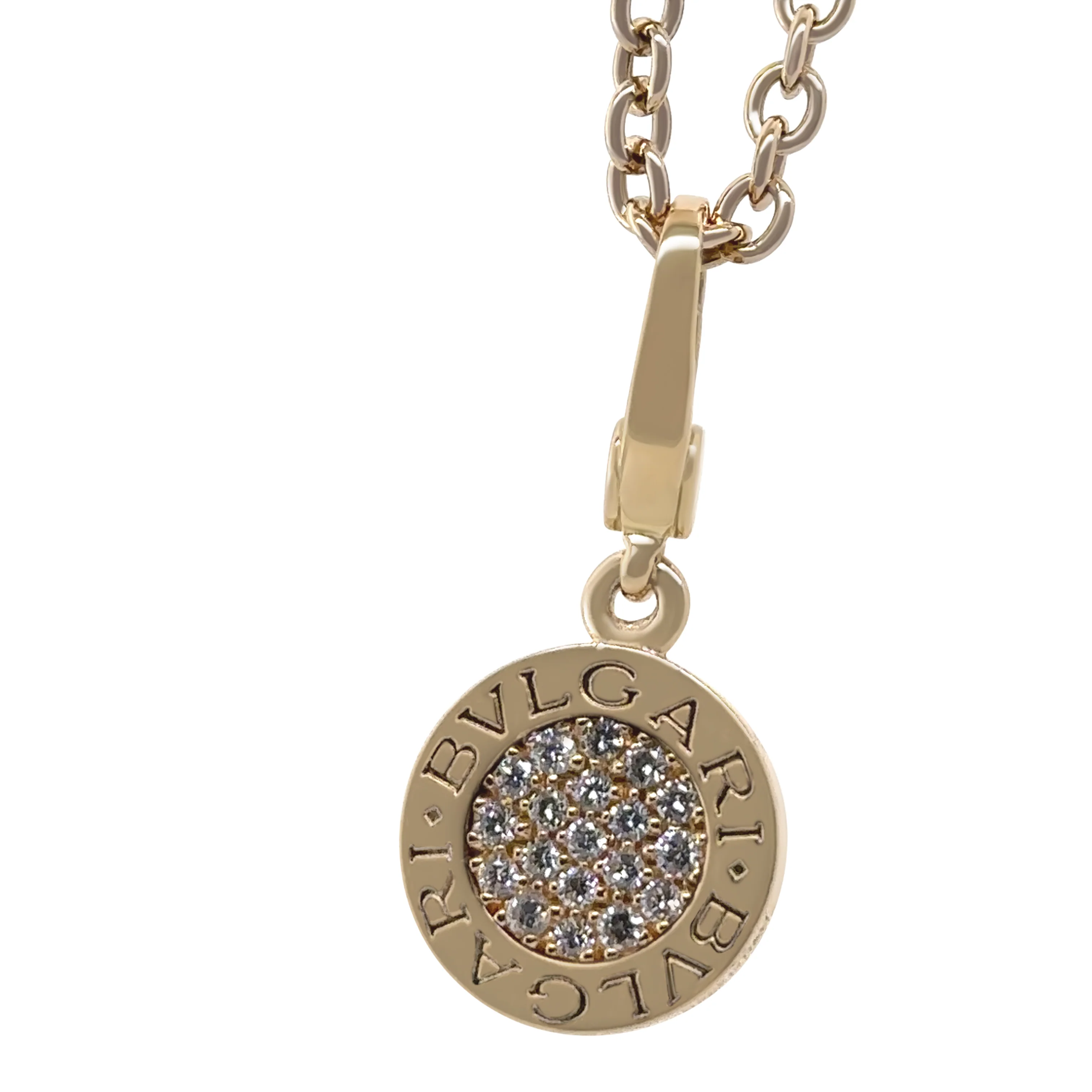 Bvlgari Rare 18ct Yellow Gold Pave Diamond Pendant with Chain 14.95g - Image 2