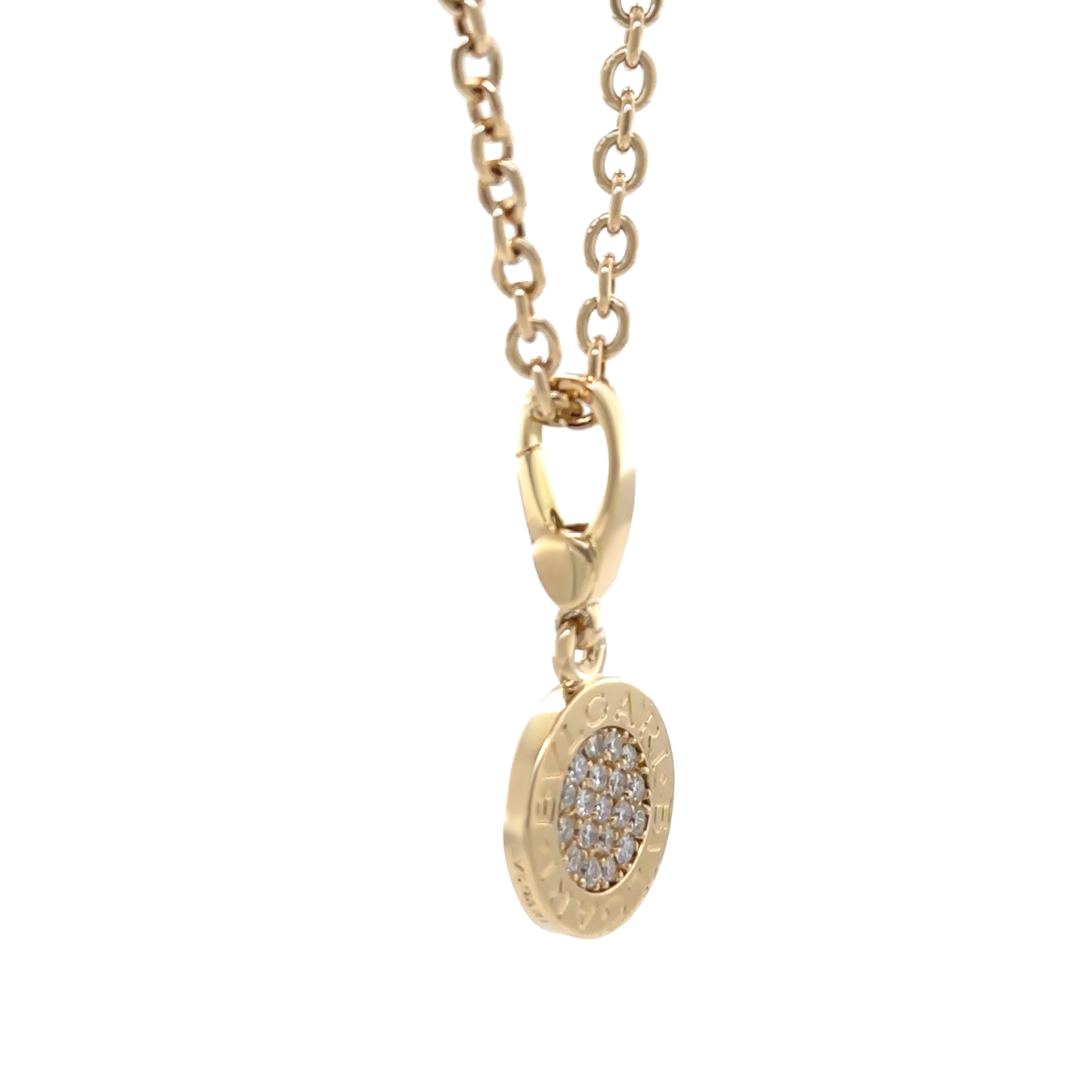 Bvlgari Rare 18ct Yellow Gold Pave Diamond Pendant with Chain 14.95g - Image 3