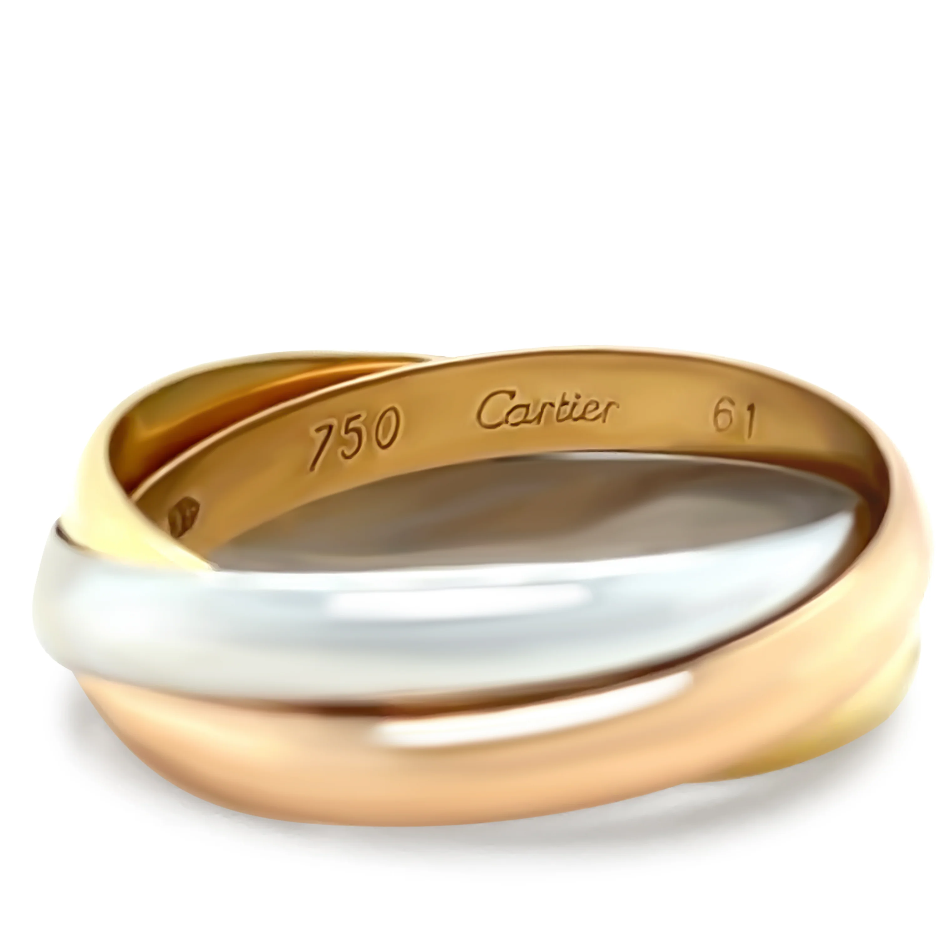 Cartier 18ct 3 Tone Gold Trinity Ring 8.46g - Image 2