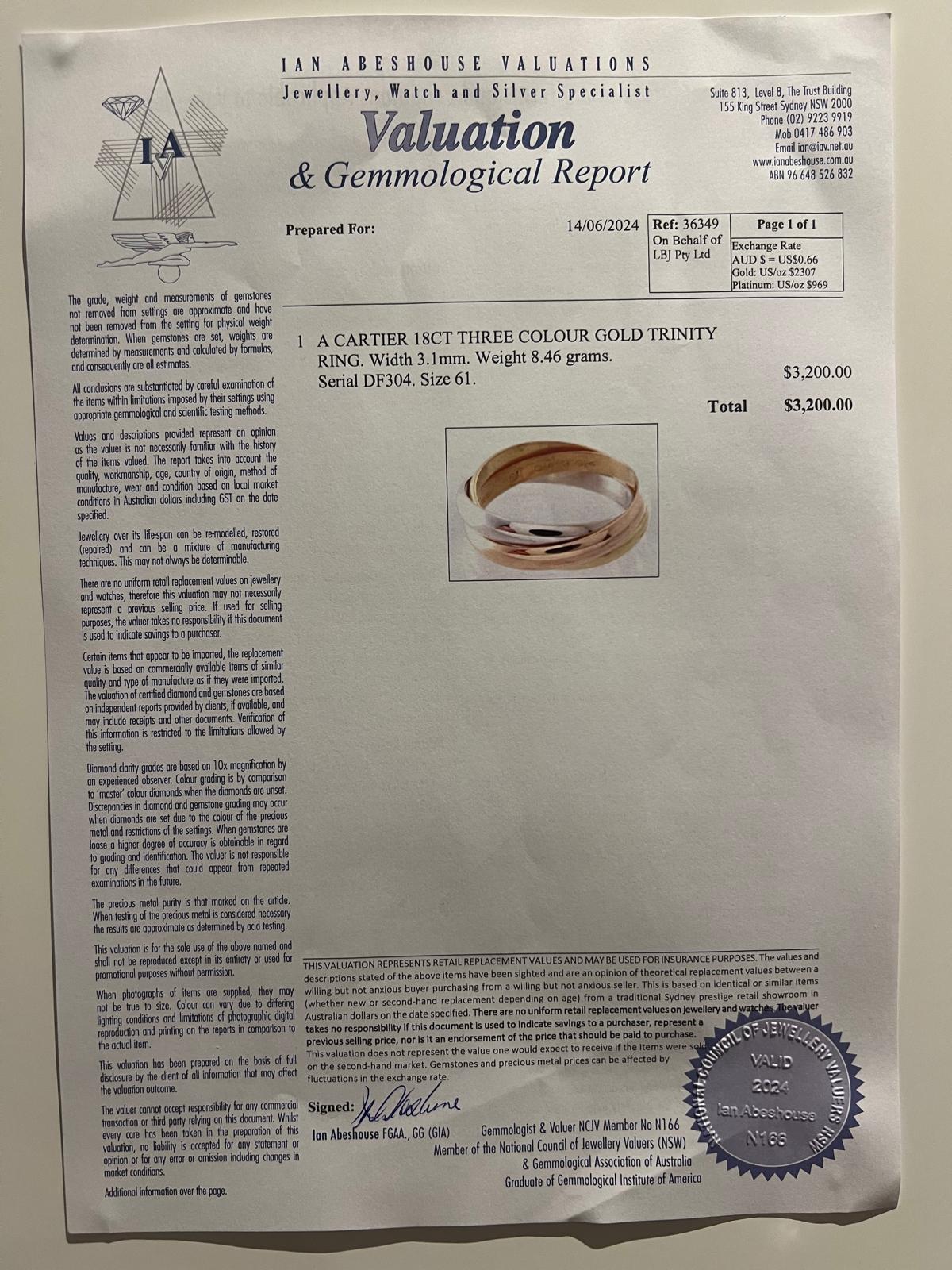 Cartier 18ct 3 Tone Gold Trinity Ring 8.46g - Image 5