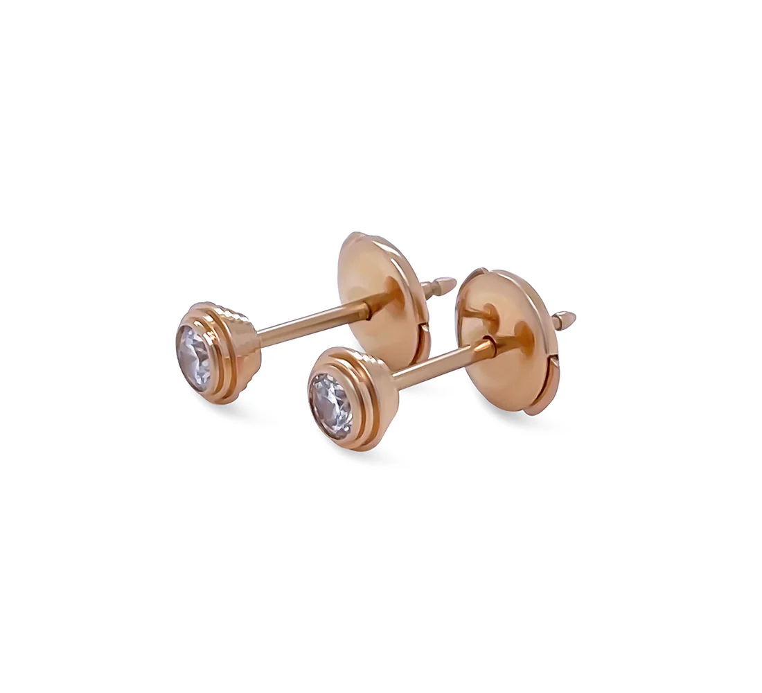 Cartier 18ct Rose Gold Diamond Earrings 1.52g - Image 2