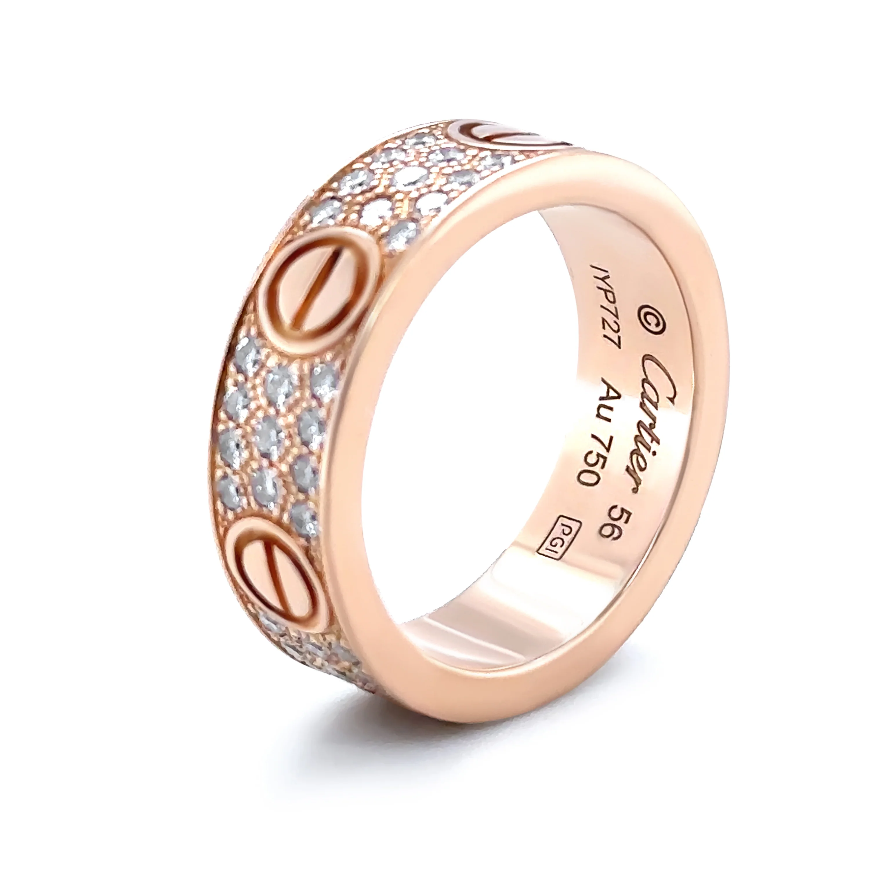 Cartier 18ct Rose Gold Love Classic Pavé Diamond Ring 0.70ct - Image 2