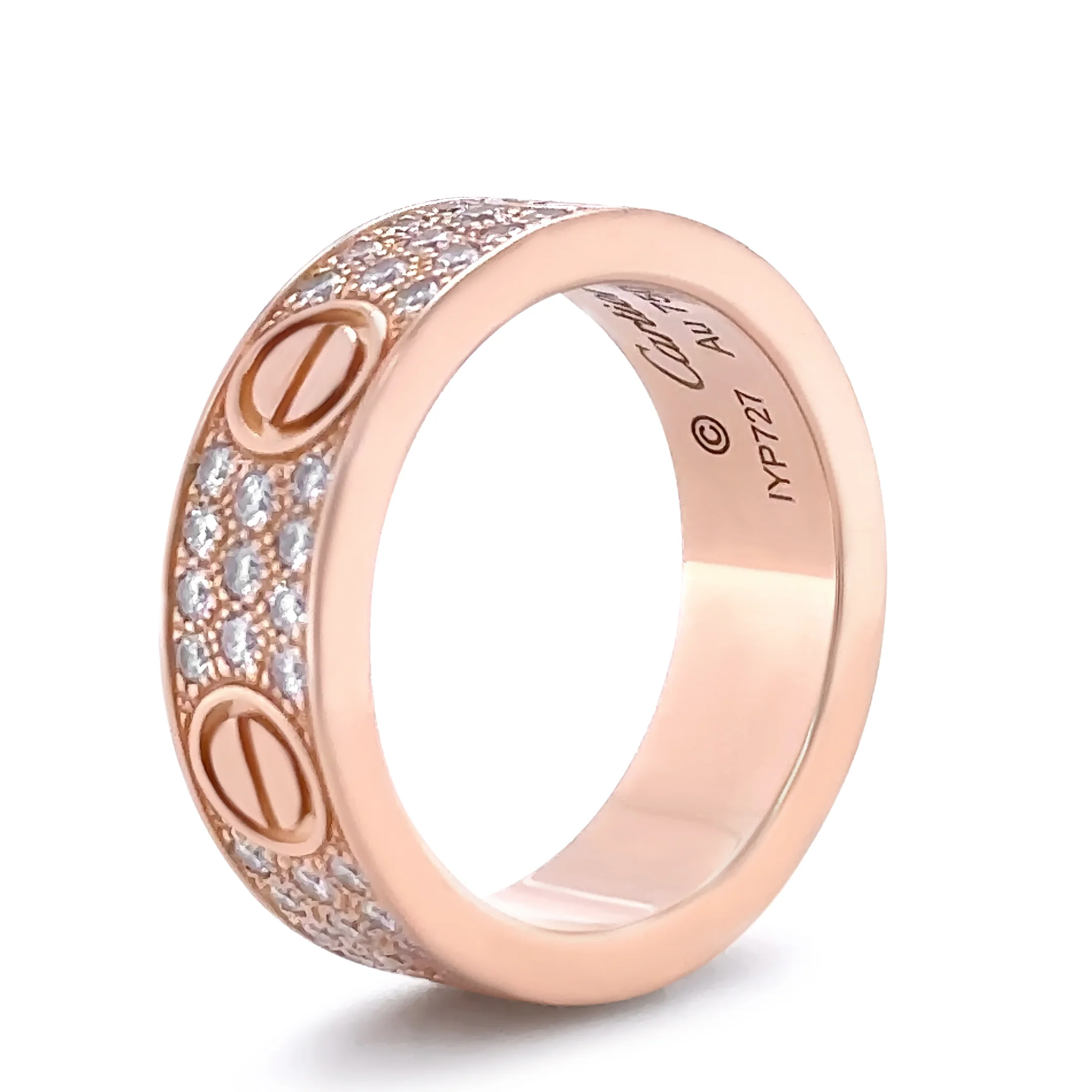 Cartier 18ct Rose Gold Love Classic Pavé Diamond Ring 0.70ct - Image 3