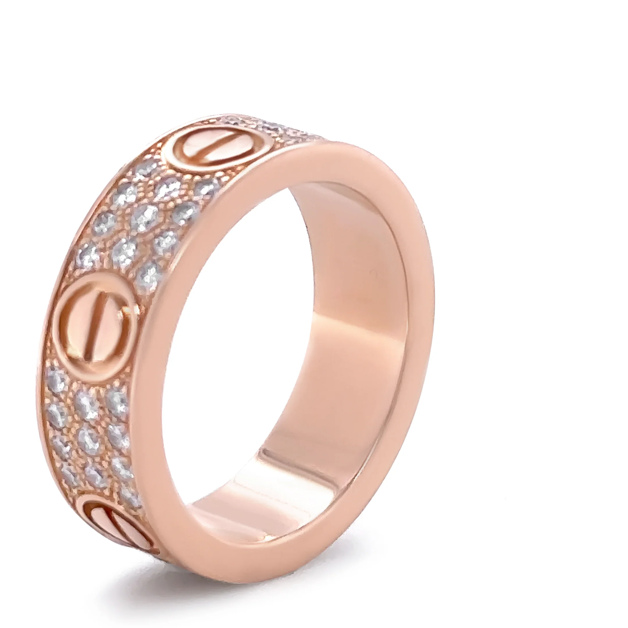 Cartier 18ct Rose Gold Love Classic Pavé Diamond Ring 0.70ct - Image 5