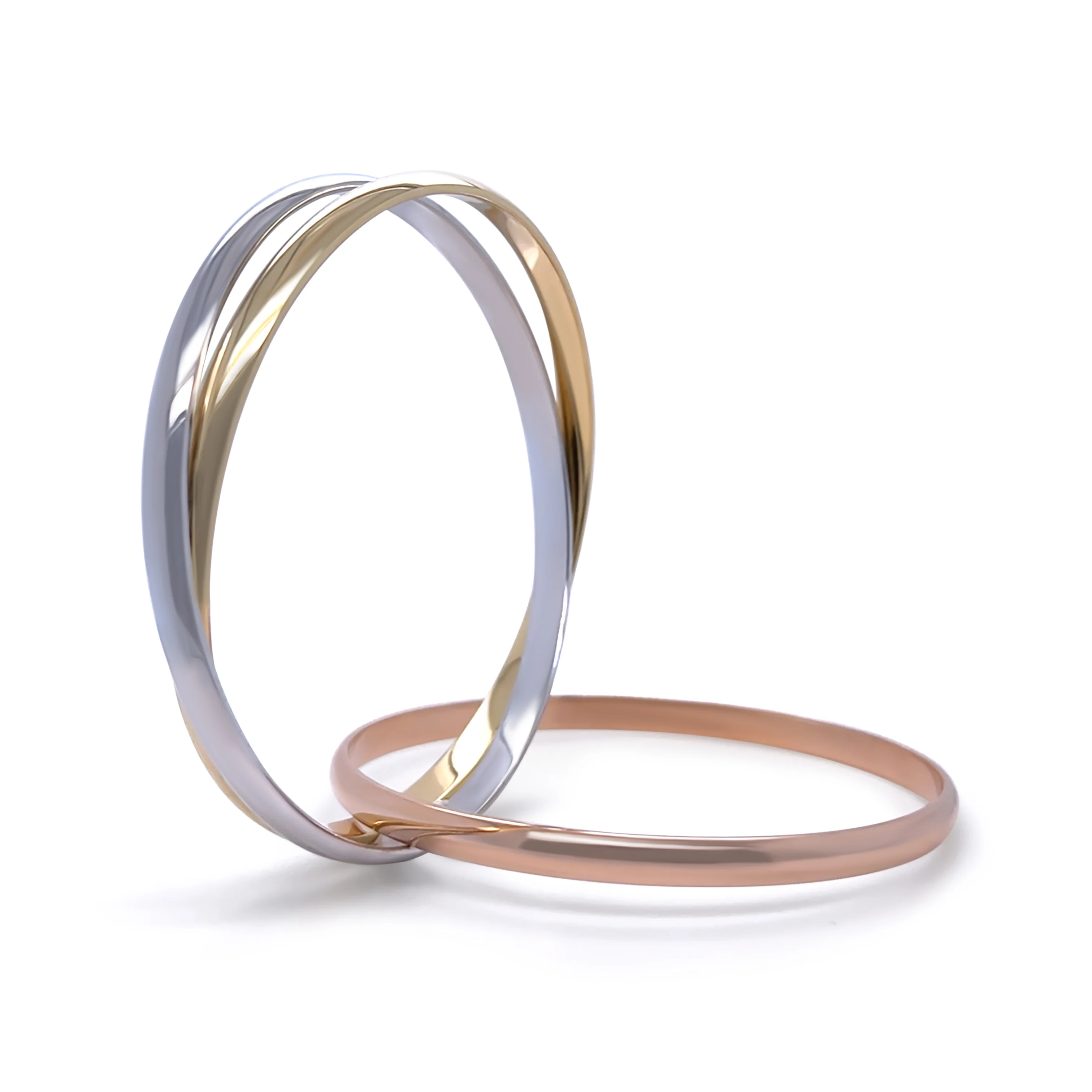 Cartier 18ct Tri-Colour Gold Trinity Bracelet 63g - Image 4