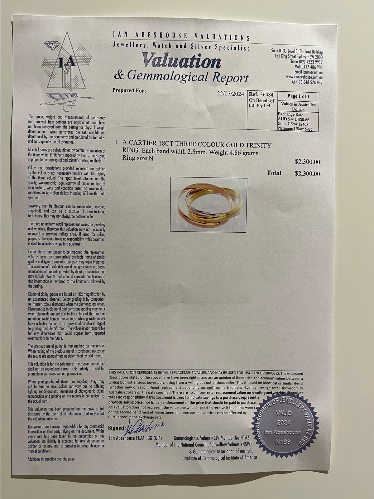 Cartier 18ct Three Gold Trinity Ring 4.86g - Image 6