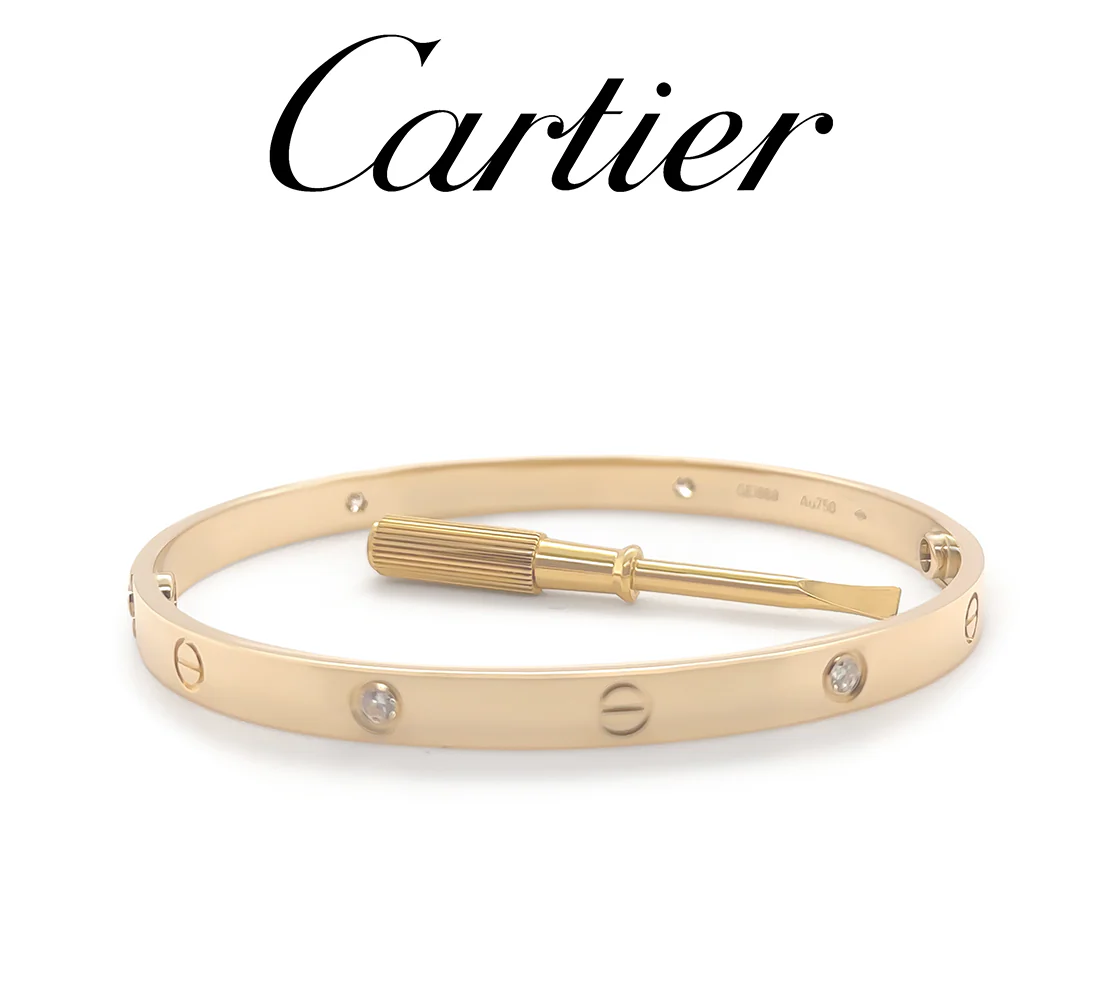 Cartier 18ct Yellow Gold Love Diamond Bracelet Classic Model 0.42ct
