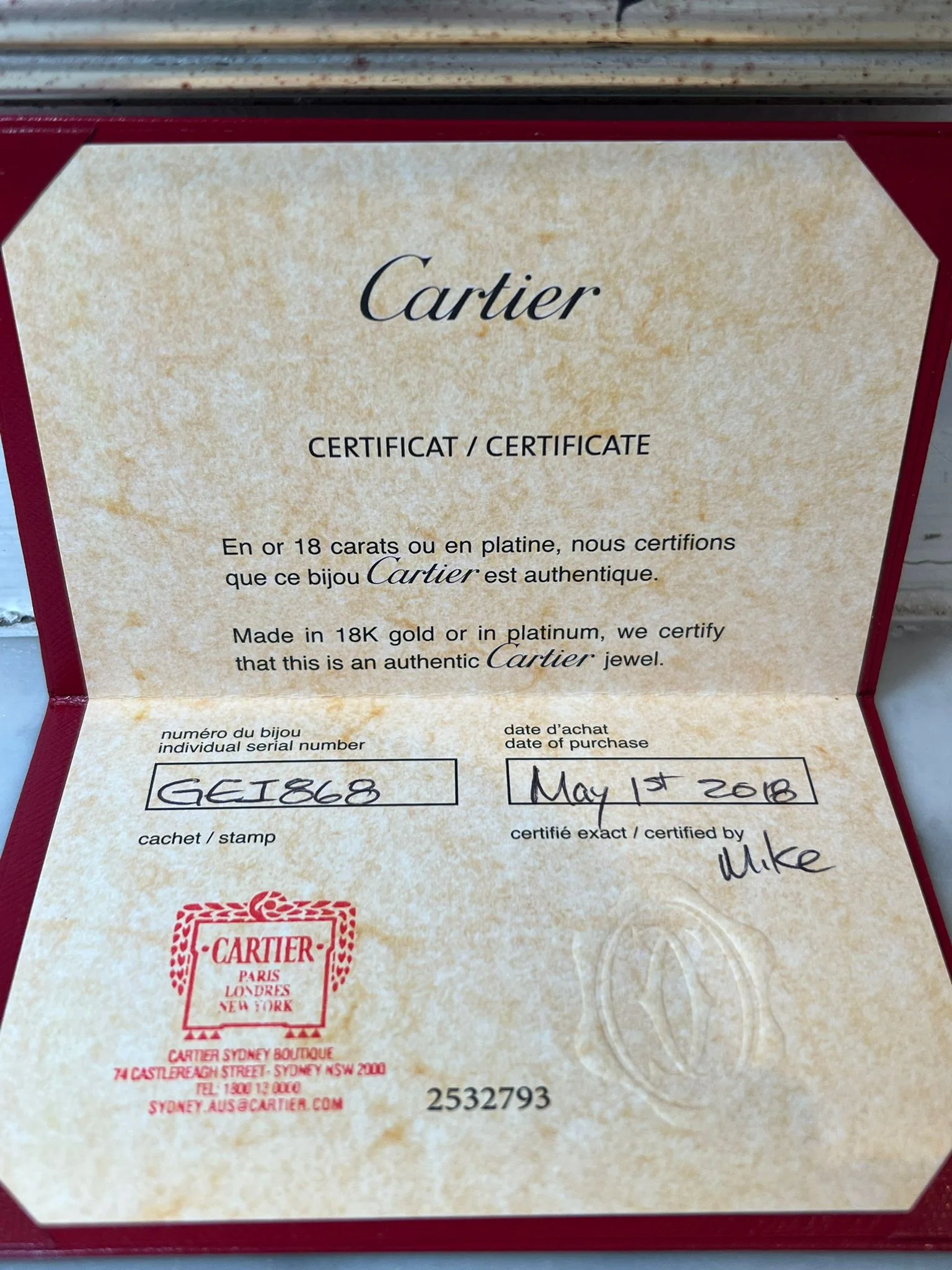 Cartier 18ct Yellow Gold Love Diamond Bracelet Classic Model 0.42ct - Image 11