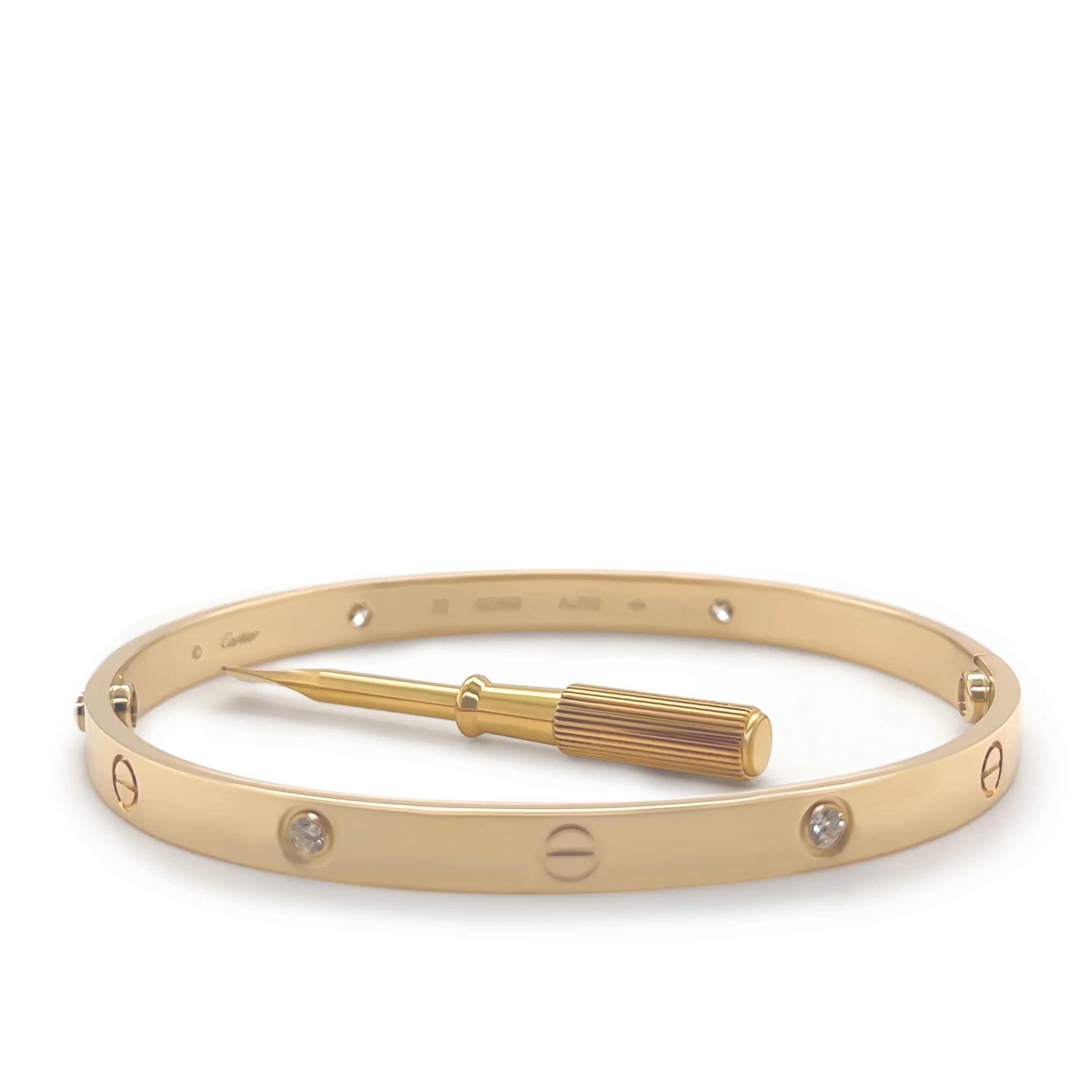 Cartier 18ct Yellow Gold Love Diamond Bracelet Classic Model 0.42ct - Image 2