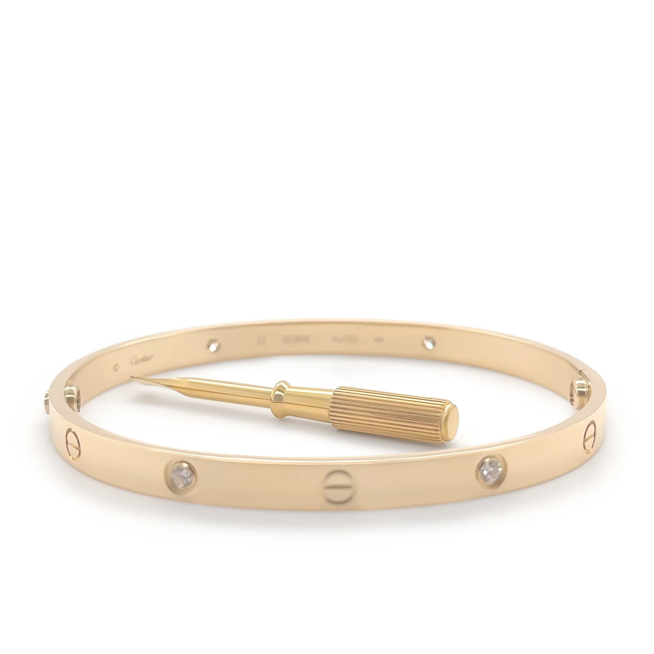 Cartier 18ct Yellow Gold Love Diamond Bracelet Classic Model 0.42ct - Image 3