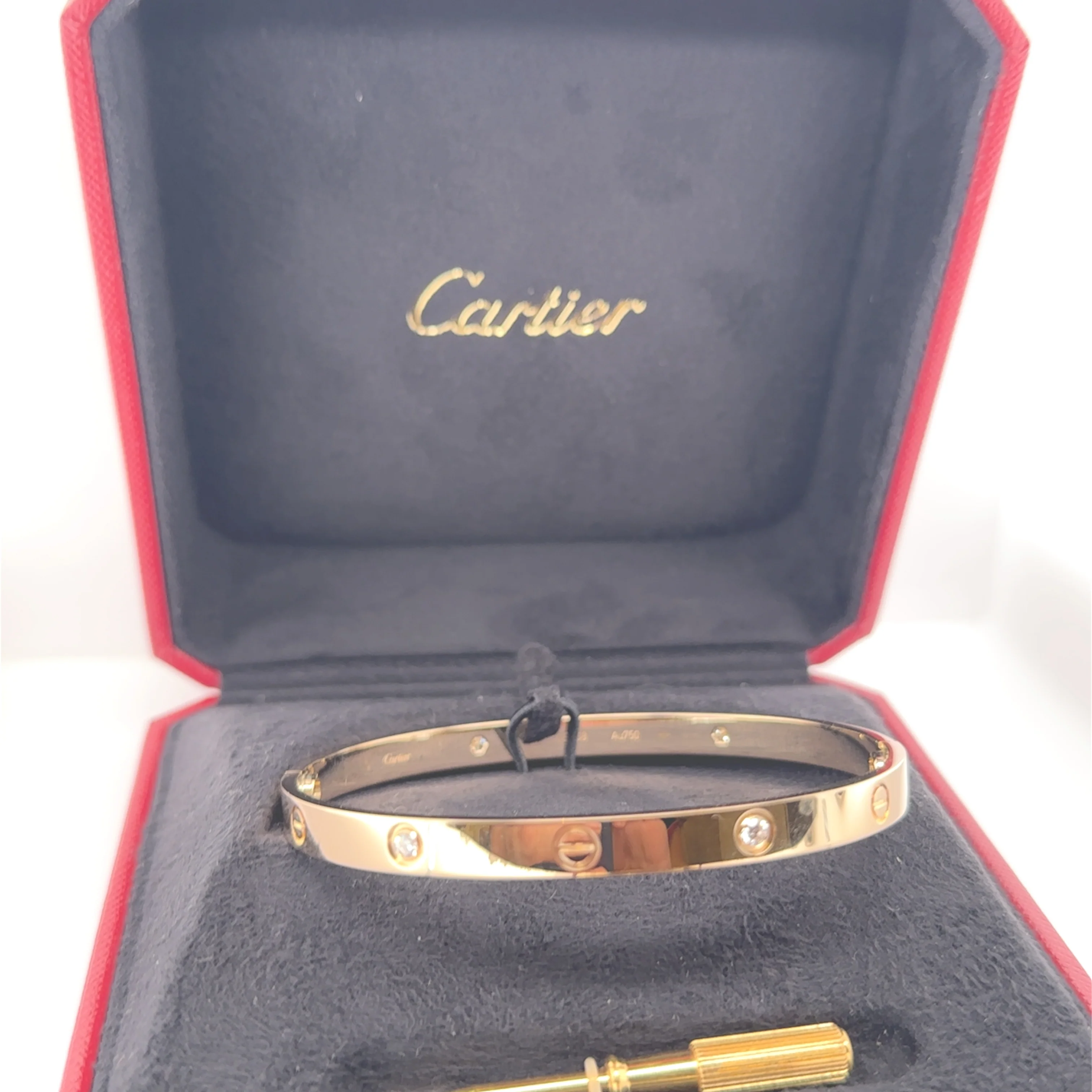 Cartier 18ct Yellow Gold Love Diamond Bracelet Classic Model 0.42ct - Image 9