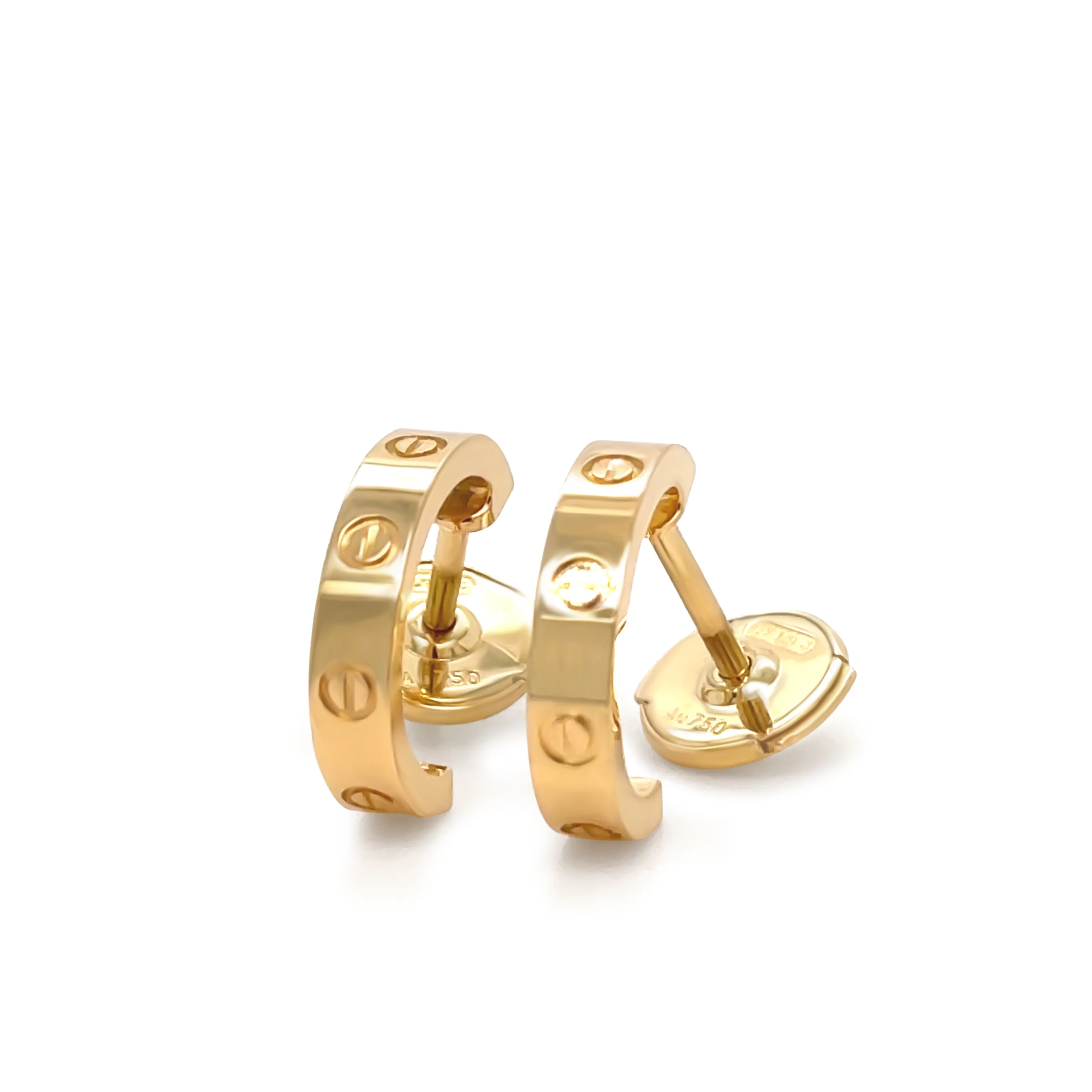 Cartier 18ct Yellow Gold Love Hoop Earrings Small Model 3.55g - Image 3