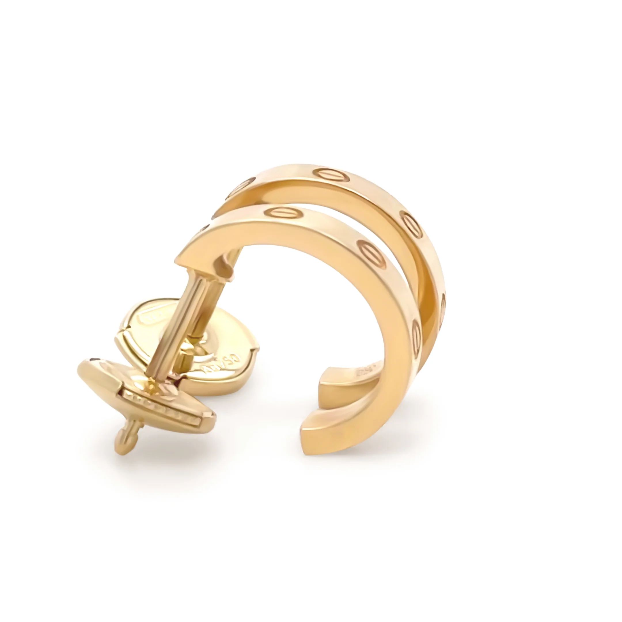 Cartier 18ct Yellow Gold Love Hoop Earrings Small Model 3.55g - Image 5